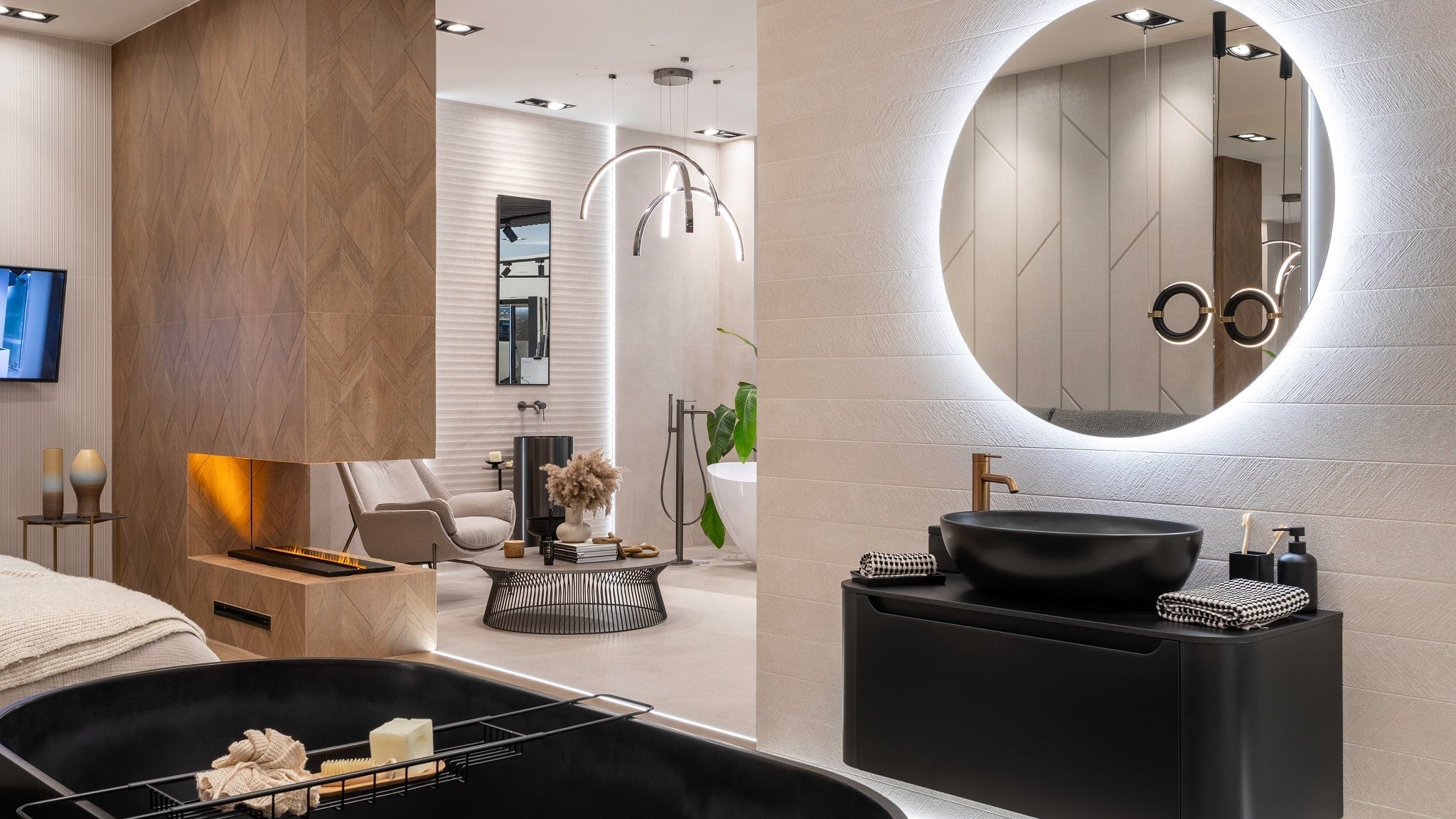 Sypialnia z łazienką i garderobą – nowoczesna master bedroom
