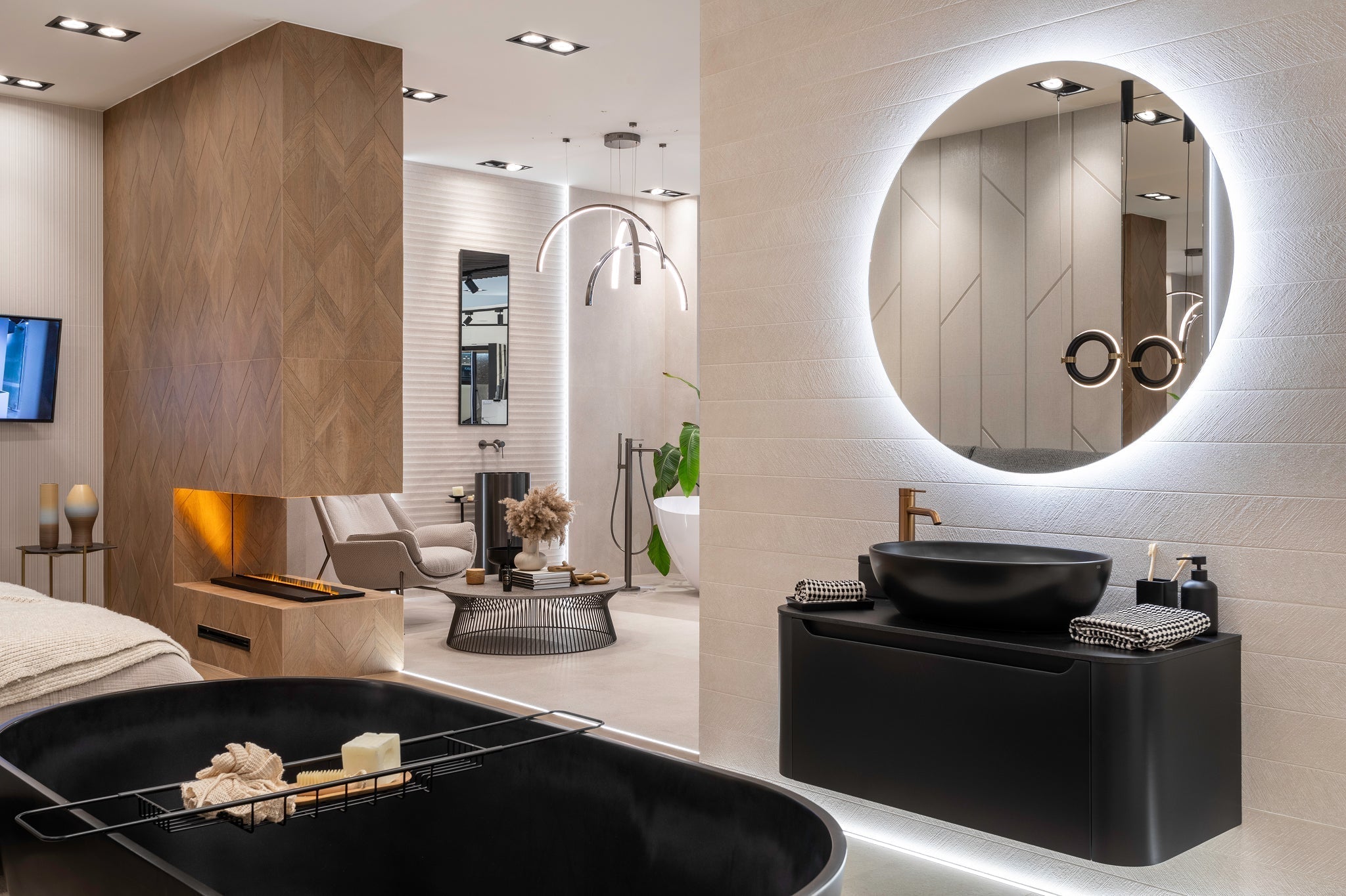 Sypialnia z łazienką i garderobą – nowoczesna master bedroom