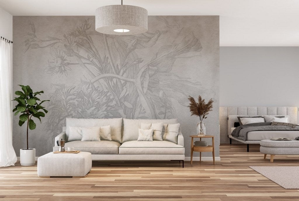 TAPETA GREY OMBRE FLOWER OD WALL ART