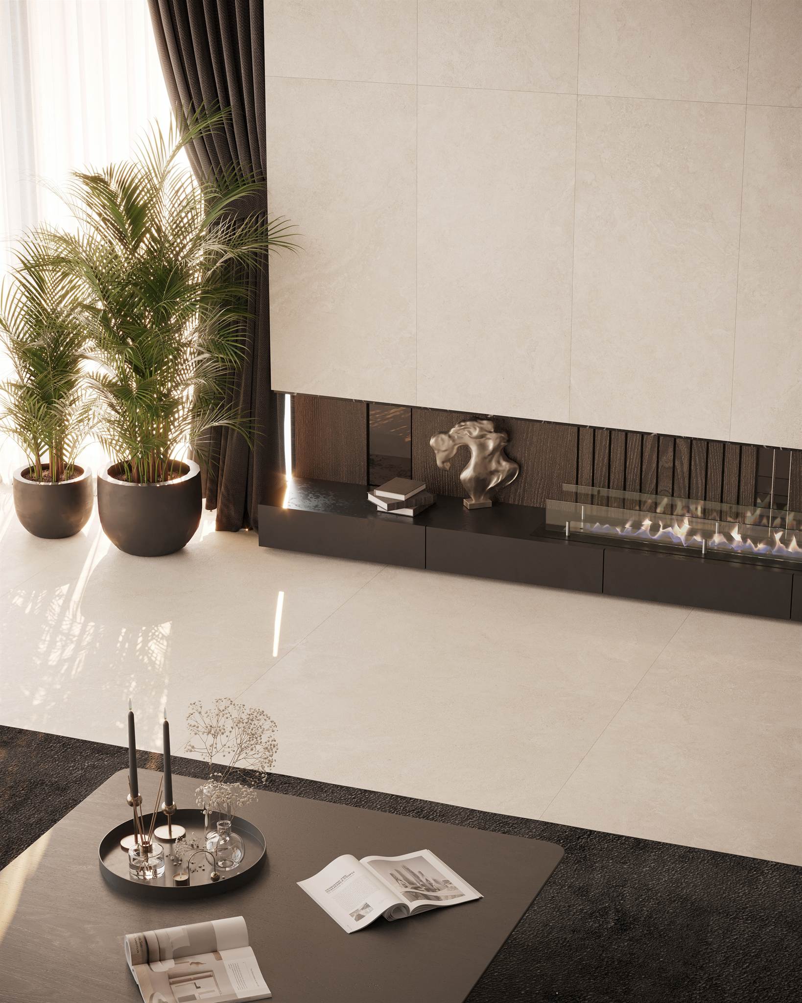 PŁYTKA CERAMICZNA MAX TRAVERTINO IVORY 119.7 X 119.7 CM OD MAXHOME