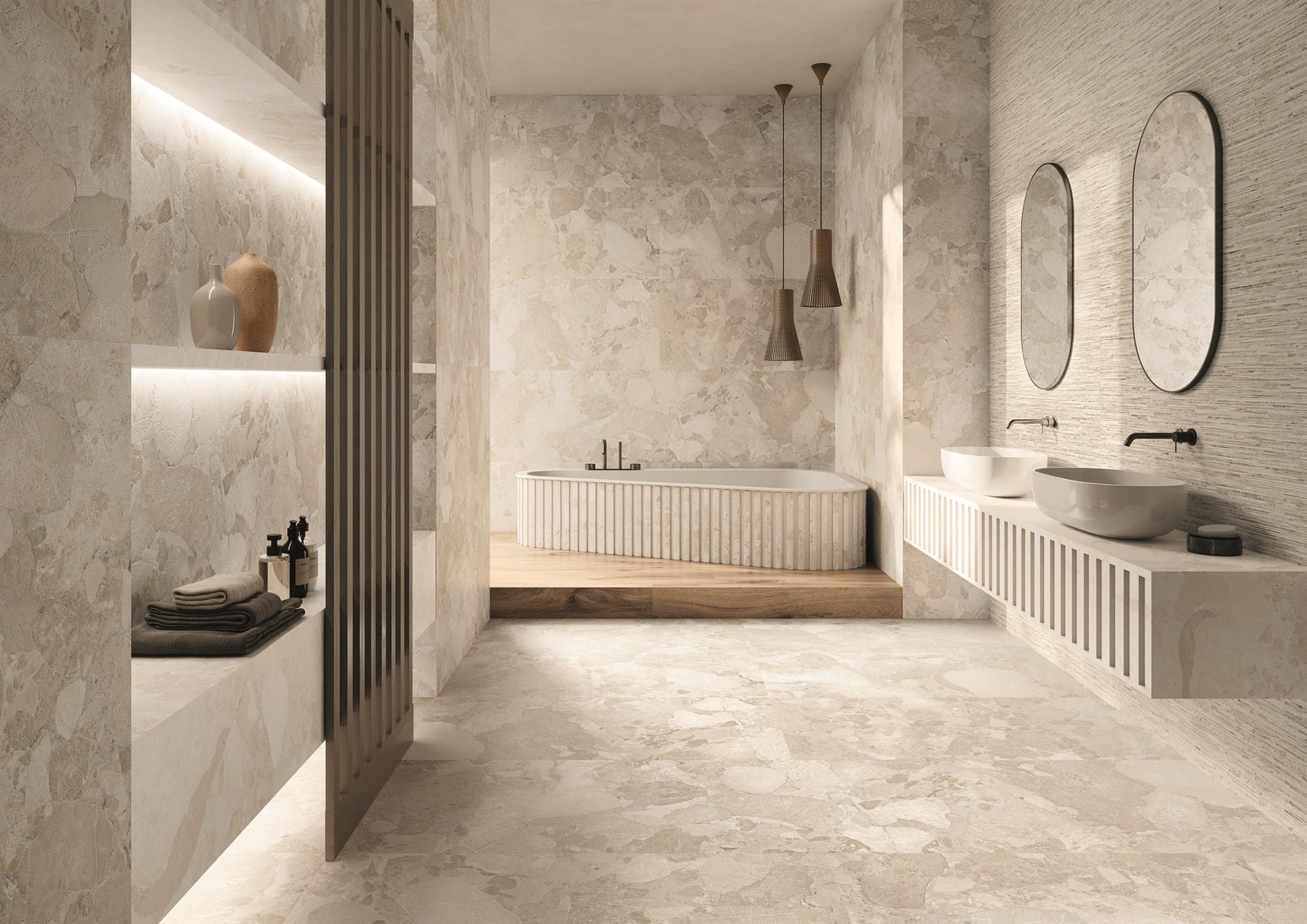 PŁYTKA CERAMICZNA MATERA STONE RITMO GREIGE SILKTECH RT 60 X 120 CM OD ERGON