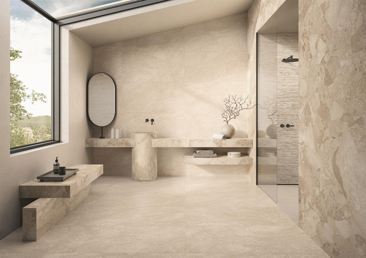 PŁYTKA CERAMICZNA MATERA STONE NEUTRA BEIGE SILKTECH RT 60 X 120 CM OD ERGON