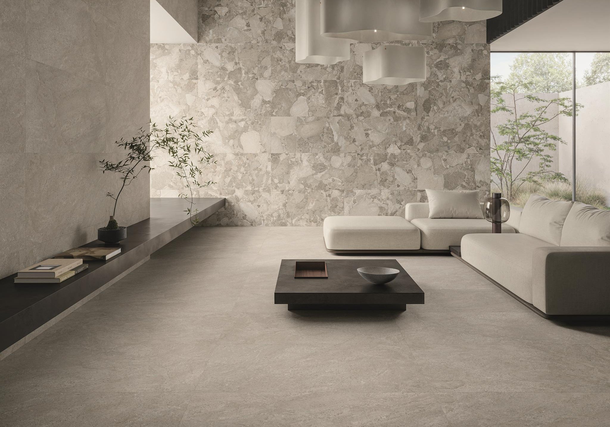 PŁYTKA CERAMICZNA MATERA STONE NEUTRA DARK GREY SILKTECH PLUS RT 60 X 120 CM OD ERGON