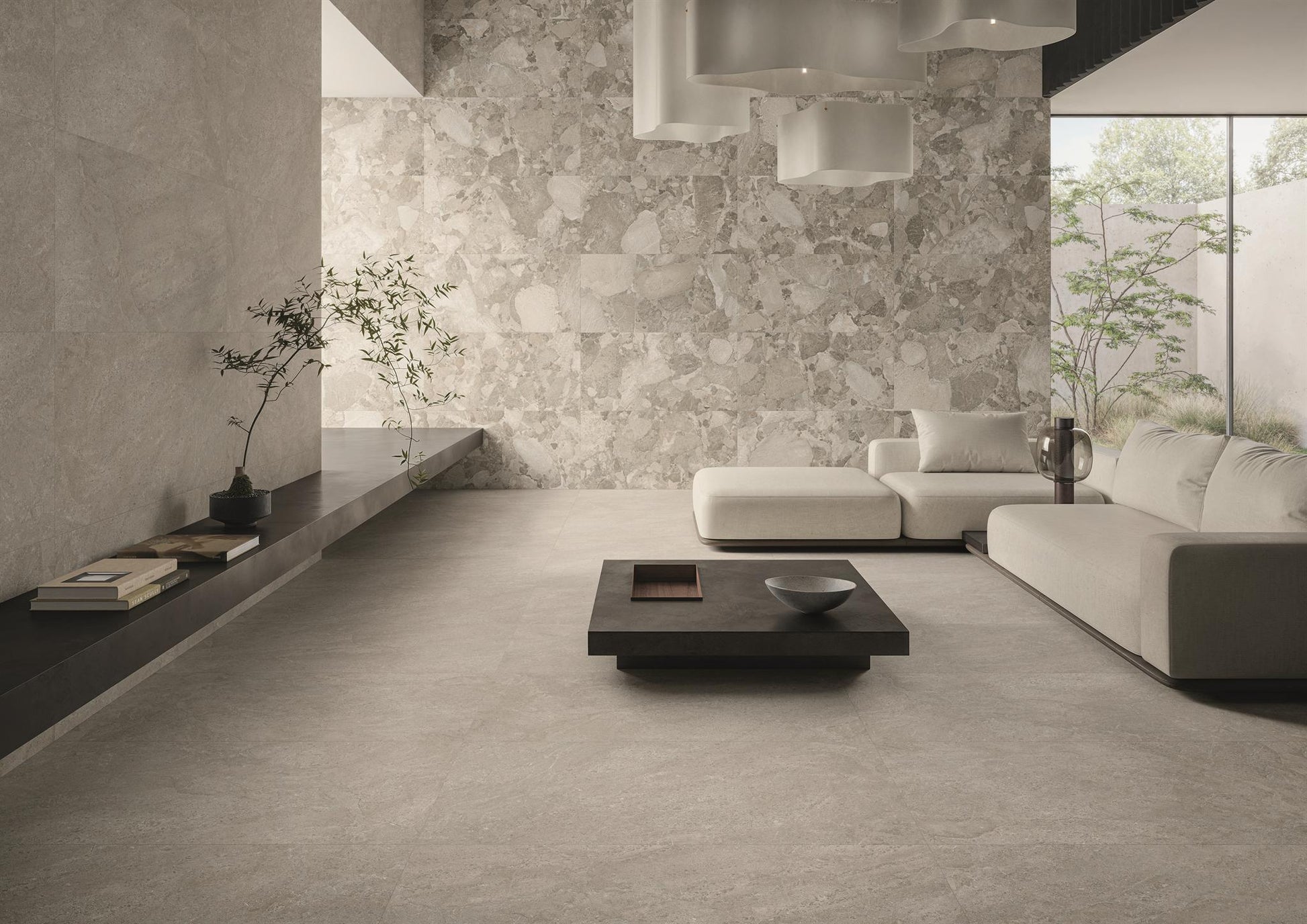 PŁYTKA CERAMICZNA MATERA STONE NEUTRA DARK GREY SILKTECH PLUS RT 60 X 120 CM OD ERGON