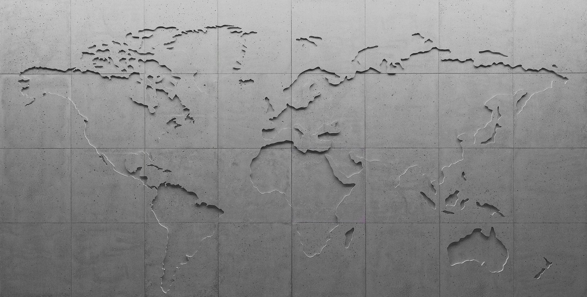 PANEL DEKORACYJNY LOFT MURAL MAP OF THE WORLD CIEMNY SZARY 240 X 480 CM OD PROGIP