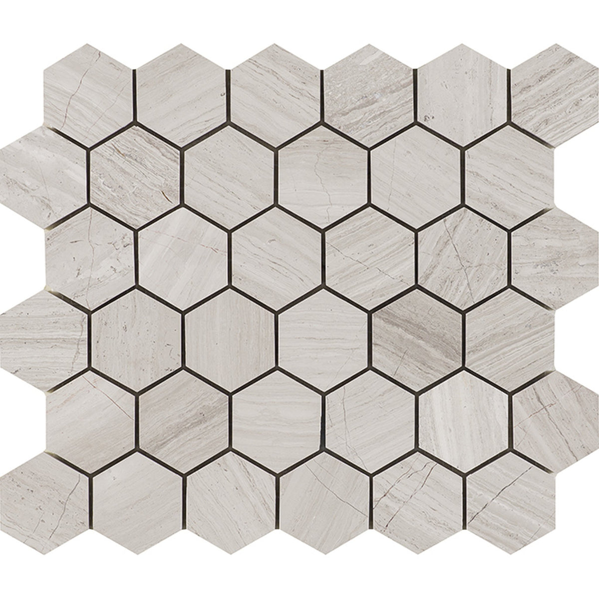 PŁYTKA MOZAIKA KAMIENNA ESSENTIAL HEXAGON SILVER WOOD 29.8 x 25.8 CM OD L'ANTIC