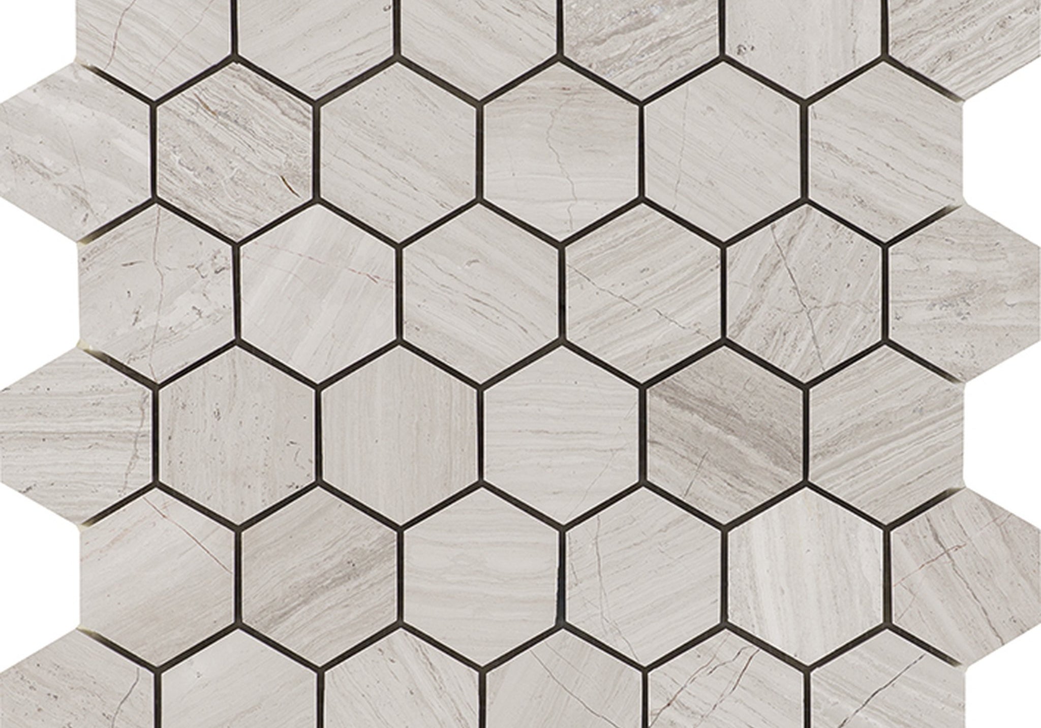 PŁYTKA MOZAIKA KAMIENNA ESSENTIAL HEXAGON SILVER WOOD 29.8 x 25.8 CM OD L'ANTIC