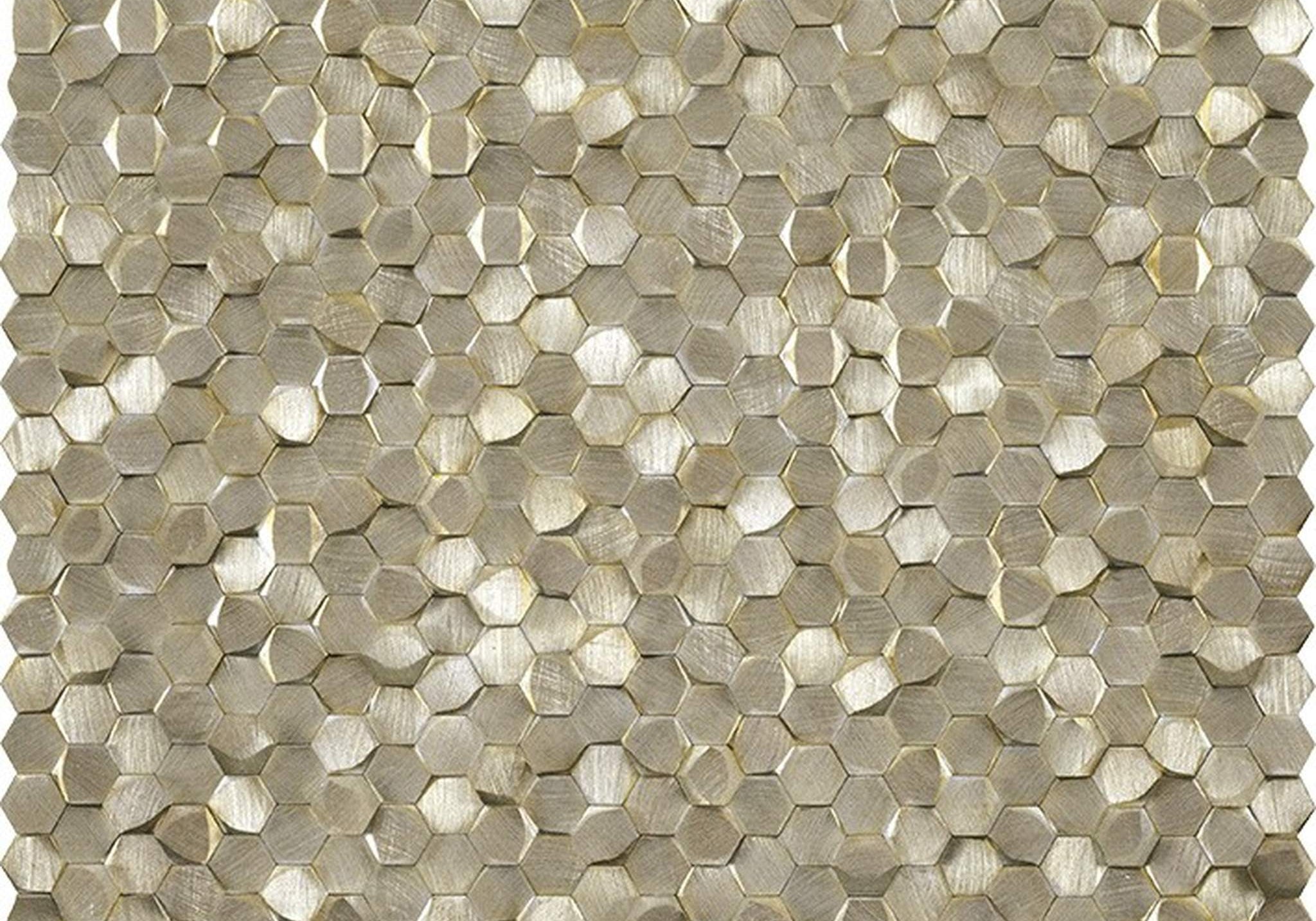 PŁYTKA MOZAIKA METALOWA GRAVITY ALUMINIUM 3D HEXAGON GOLD 30,7 30.7 x 30.7 CM OD L'ANTIC