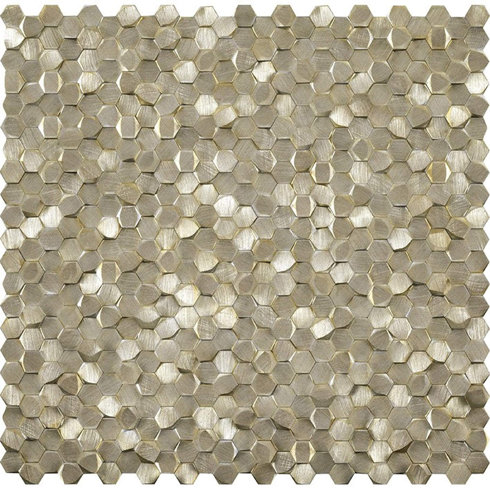 PŁYTKA MOZAIKA METALOWA GRAVITY ALUMINIUM 3D HEXAGON GOLD 30,7 30.7 x 30.7 CM OD L'ANTIC