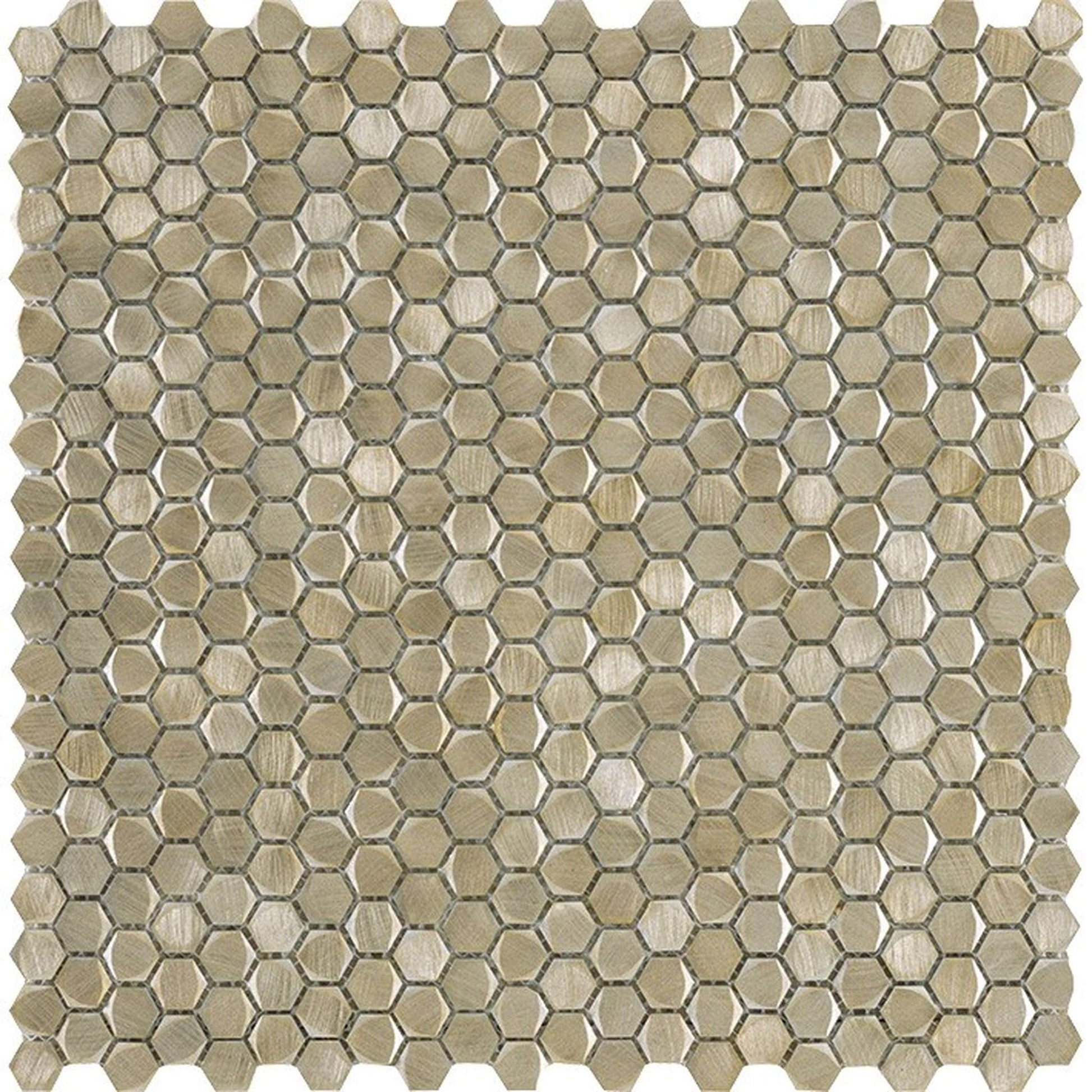 PŁYTKA MOZAIKA METALOWA GRAVITY ALUMINIUM HEXAGON GOLD 30.4 x 30.7 CM OD L'ANTIC