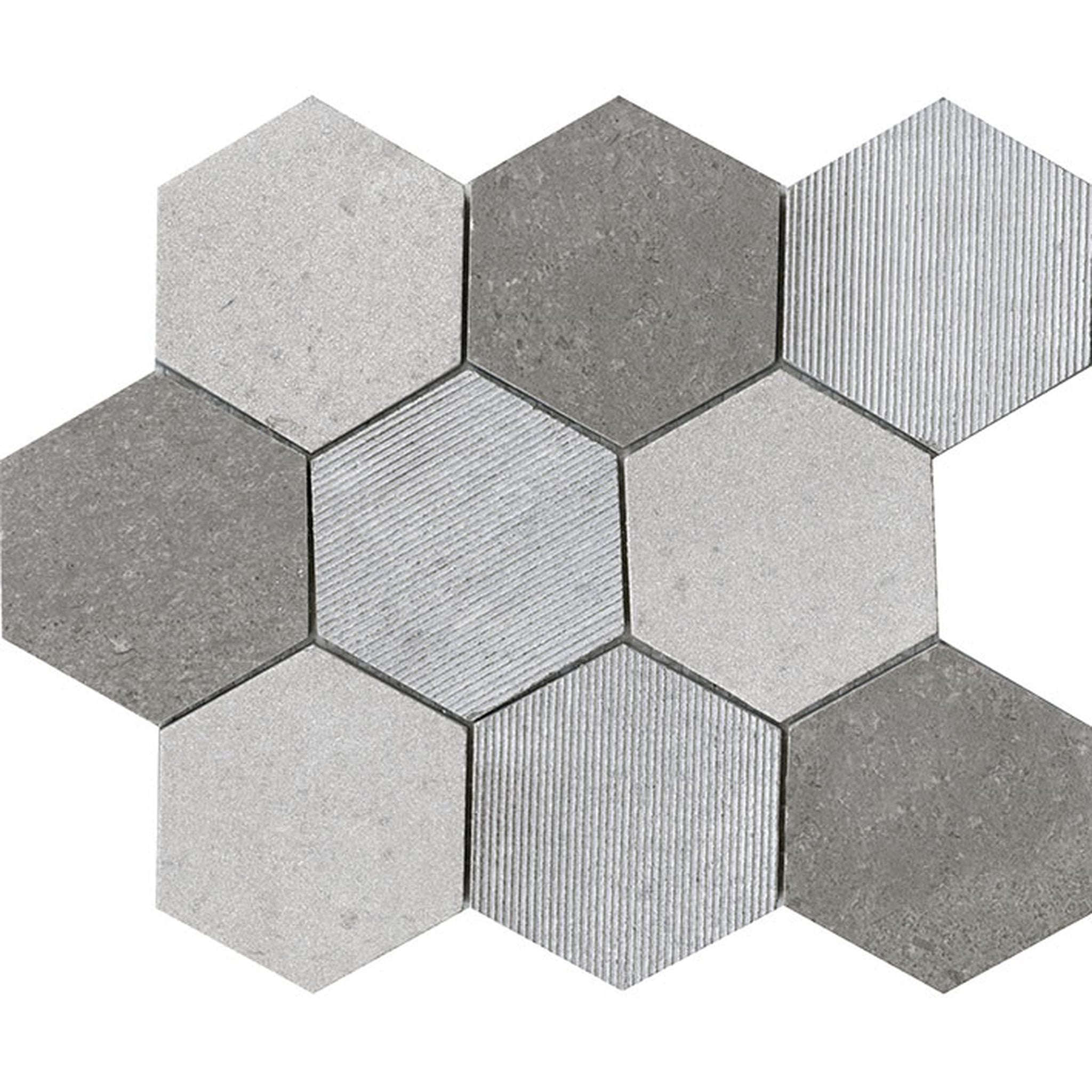 PŁYTKA MOZAIKA KAMIENNA WORLD HEXAGON TEXT. GREY 25.9 x 29.9 CM OD L'ANTIC