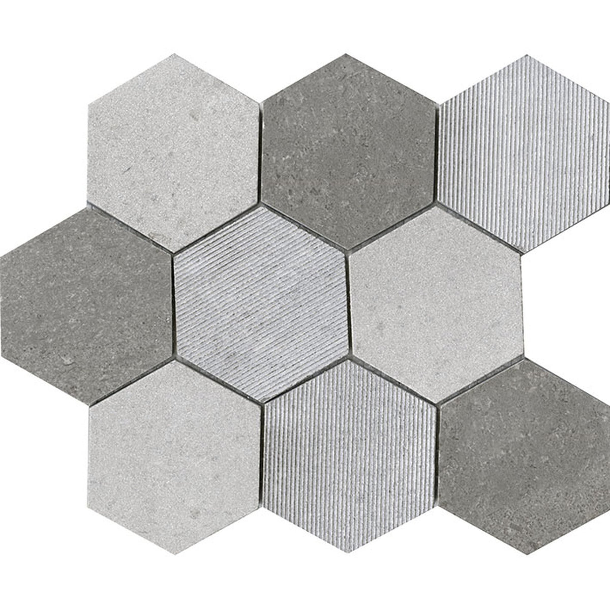 PŁYTKA MOZAIKA KAMIENNA WORLD HEXAGON TEXT. GREY 25.9 x 29.9 CM OD L'ANTIC