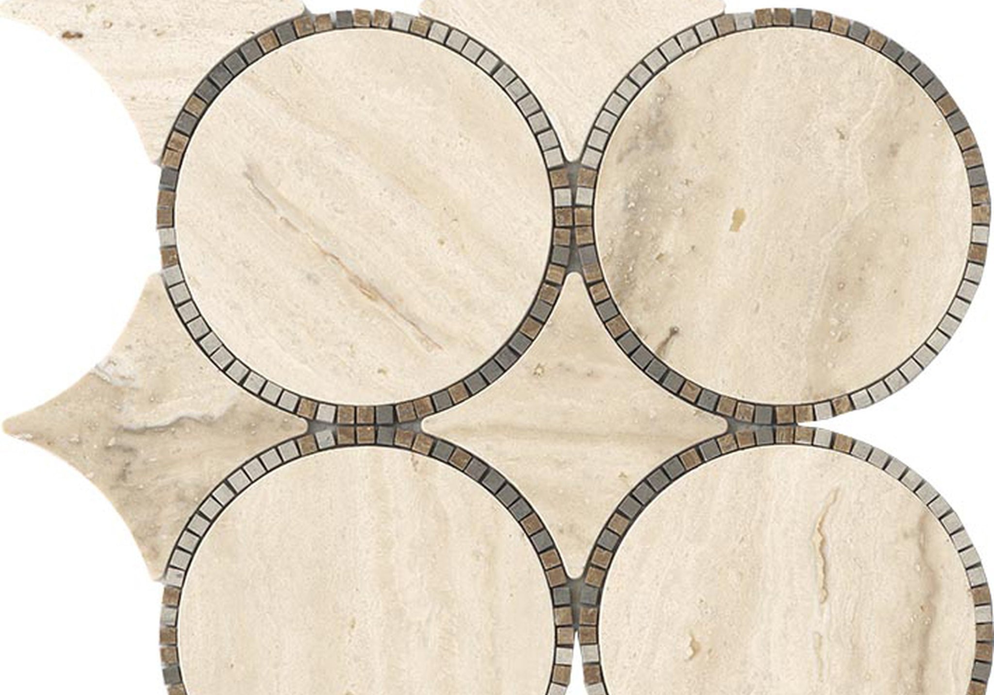 PŁYTKA MOZAIKA KAMIENNA TEMPO CIRCLE BEIGE 29.9 x 29.9 CM OD L'ANTIC