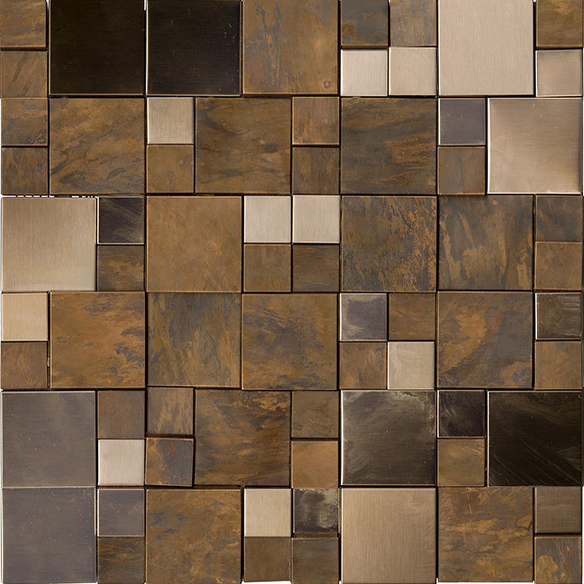 PŁYTKA MOZAIKA METALOWA METAL BRONZE MINI 3D CUBES 30.5 x 30.5 CM OD L'ANTIC