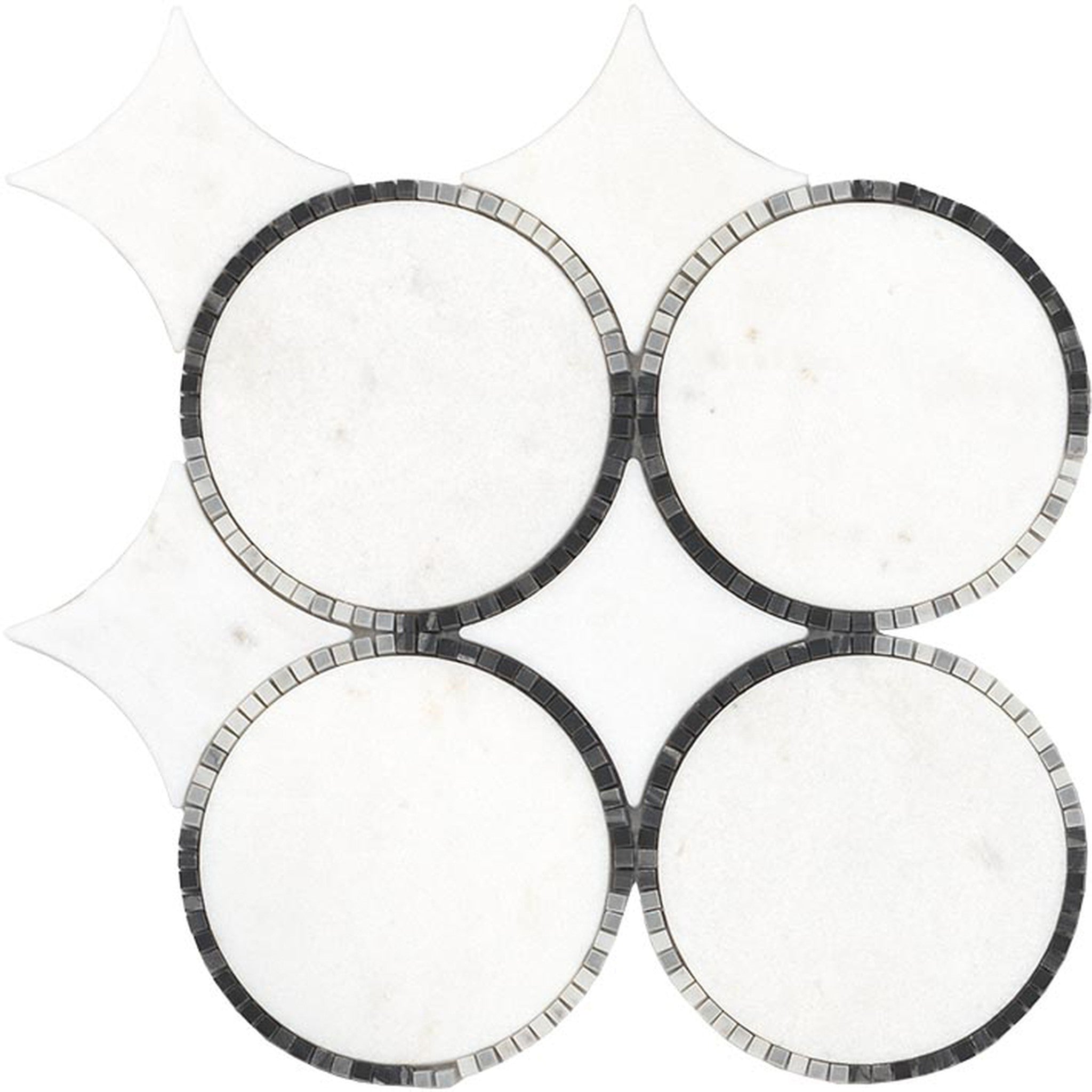 PŁYTKA MOZAIKA KAMIENNA TEMPO CIRCLE WHITE 29.9 x 29.9 CM OD L'ANTIC