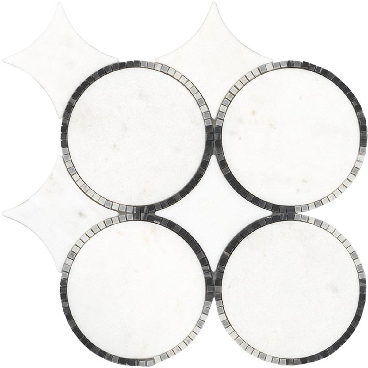 PŁYTKA MOZAIKA KAMIENNA TEMPO CIRCLE WHITE 29.9 x 29.9 CM OD L'ANTIC