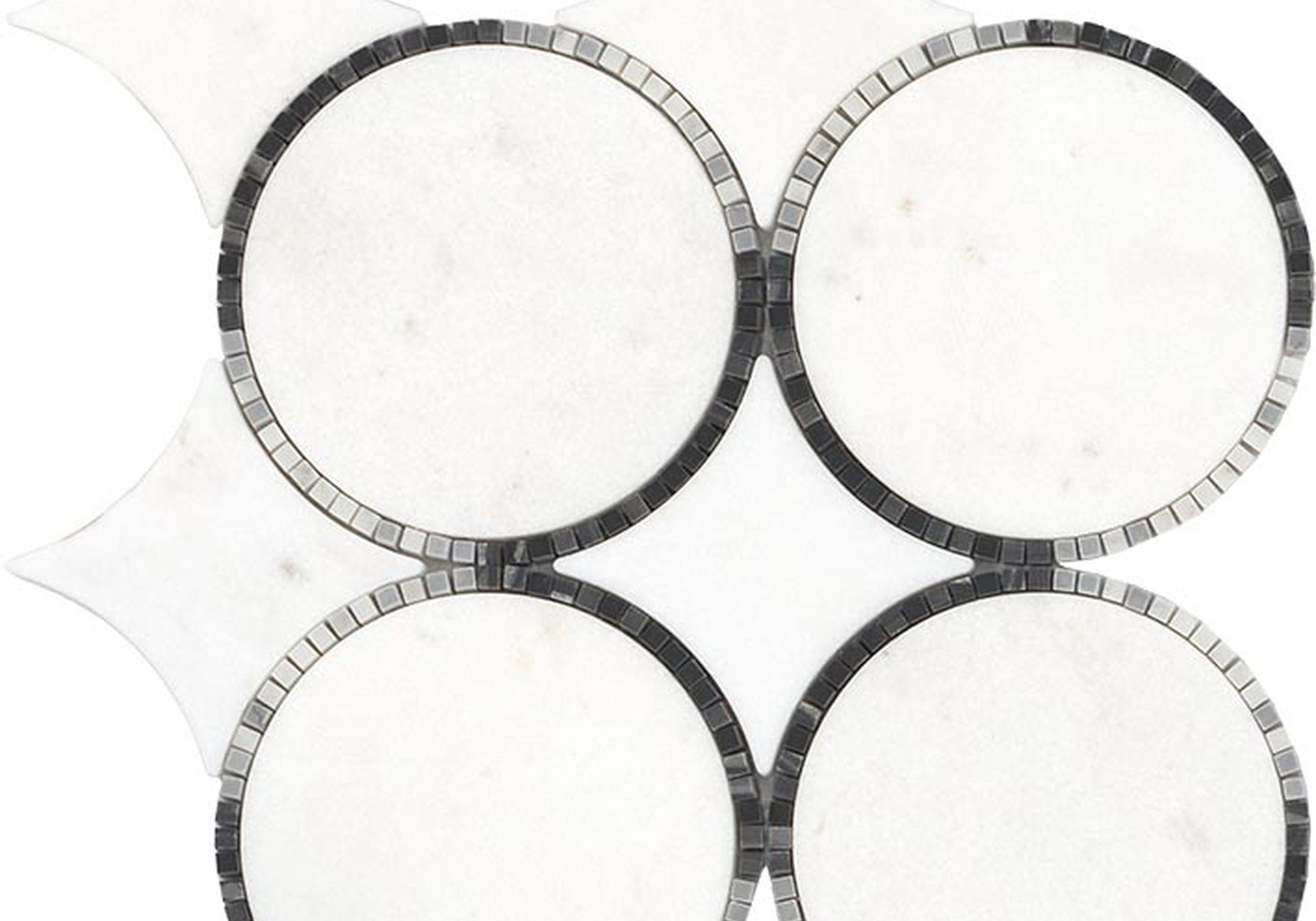 PŁYTKA MOZAIKA KAMIENNA TEMPO CIRCLE WHITE 29.9 x 29.9 CM OD L'ANTIC
