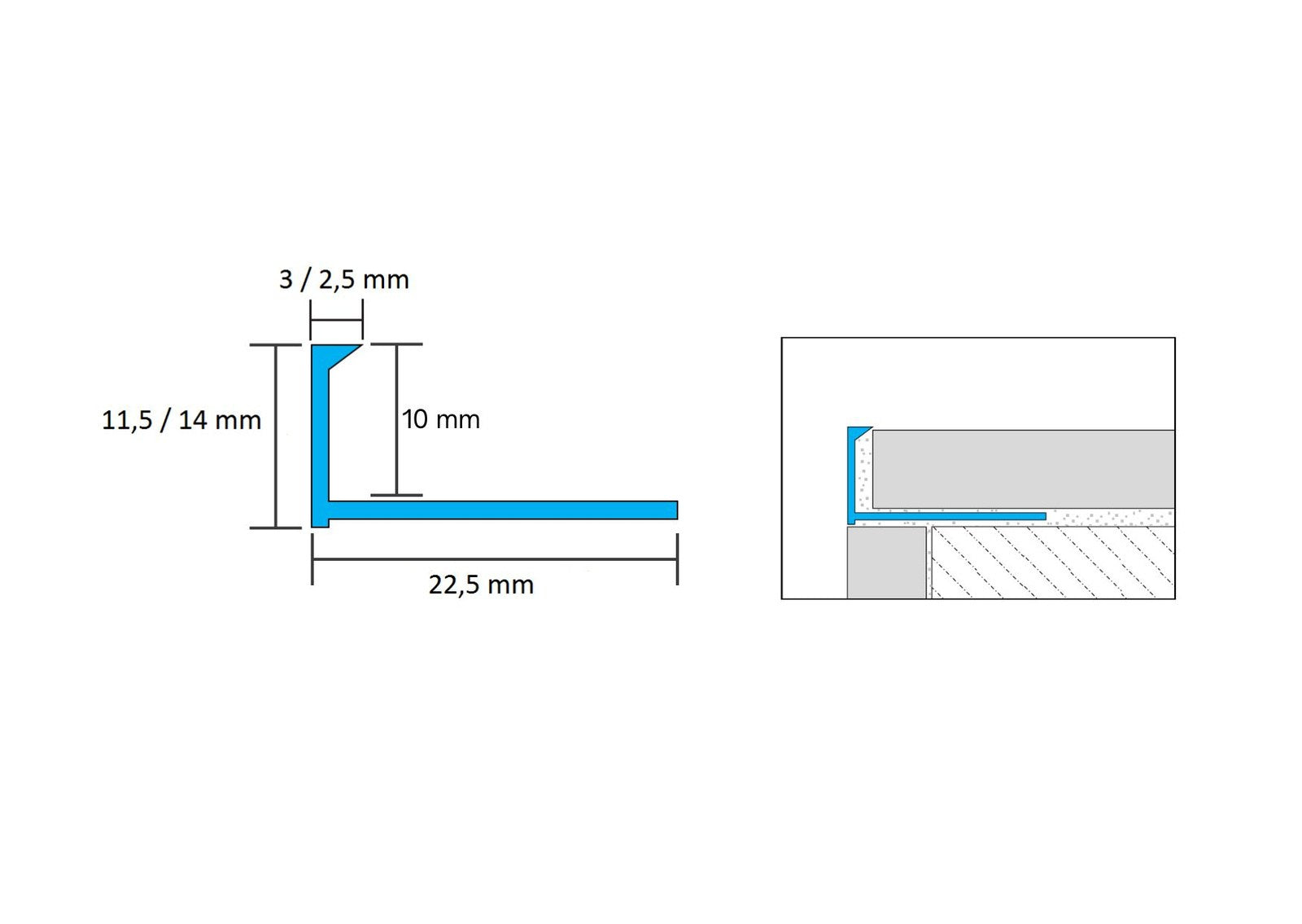 LISTWA WYKOŃCZENIOWA WYKOŃCZENIOWA ALUMINIOWA "L" BLACK MATE 1 x 270 CM OD EVISO