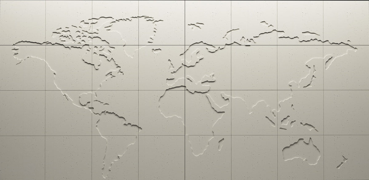 PANEL DEKORACYJNY MURAL MAP OF THE WORLD KREMOWY ODCIEŃ BIELI 240 X 480 CM OD PROGIP