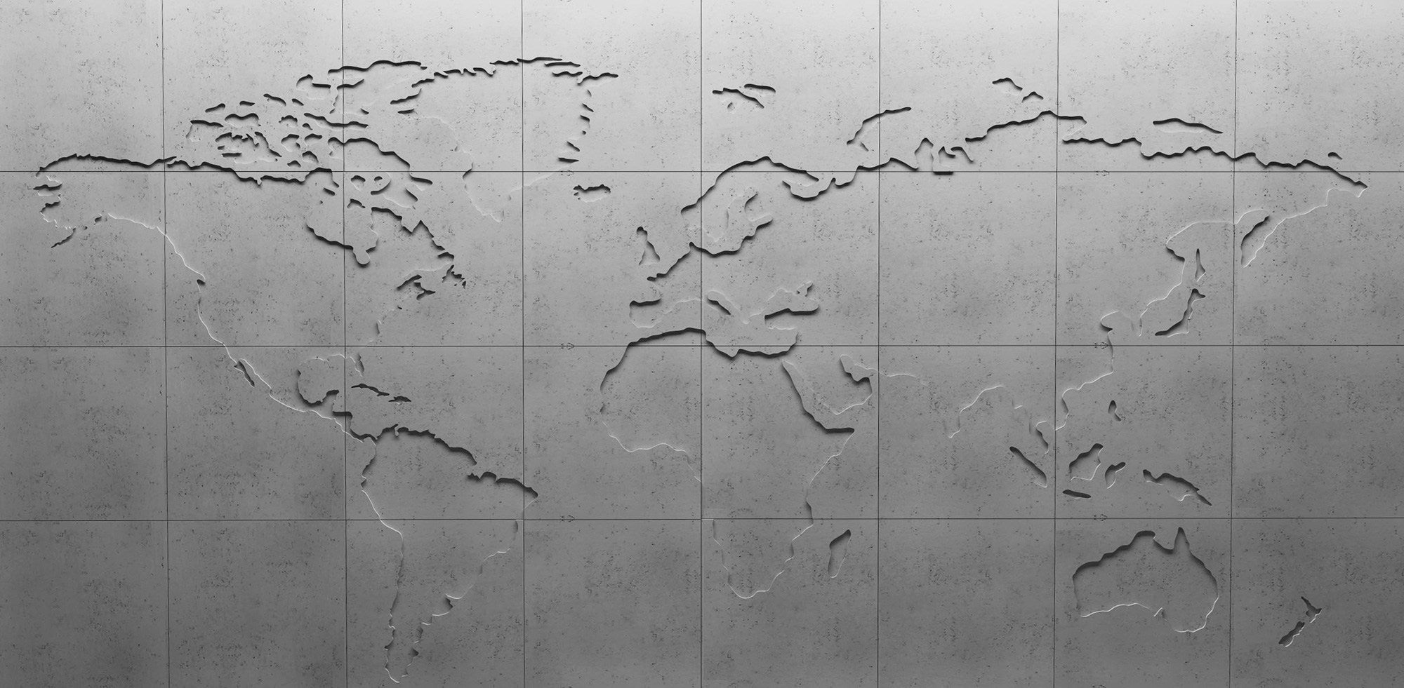 PANEL DEKORACYJNY MURAL MAP OF THE WORLD JASNY SZARY 240 X 480 CM OD PROGIP