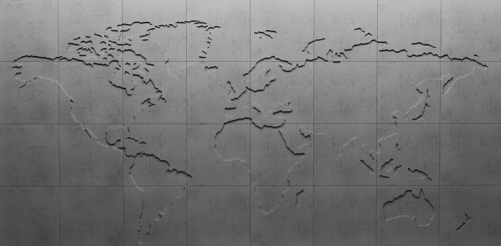 PANEL DEKORACYJNY MURAL MAP OF THE WORLD CIEMNY SZARY 240 X 480 CM OD PROGIP