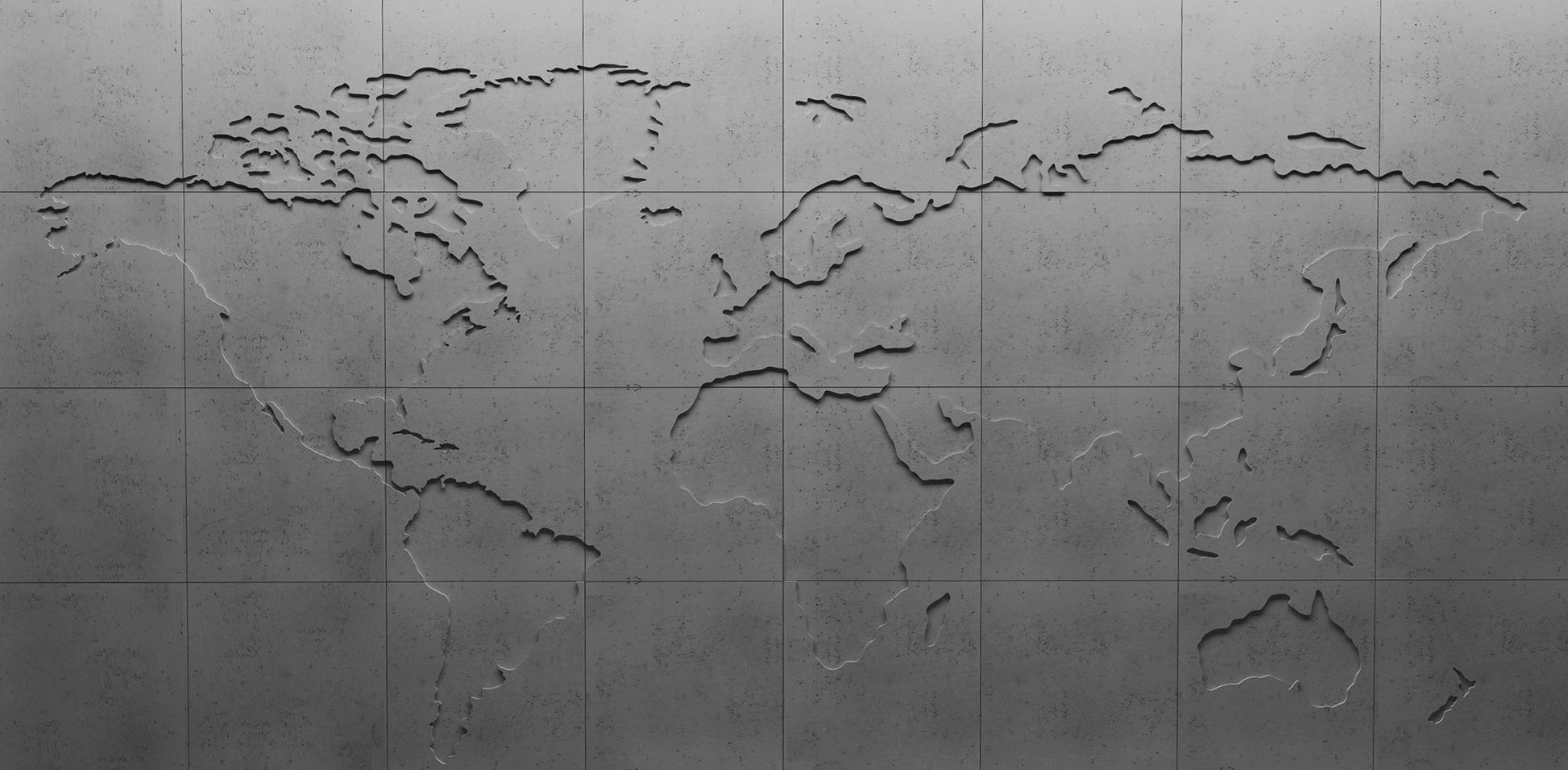 PANEL DEKORACYJNY MURAL MAP OF THE WORLD CIEMNY SZARY 240 X 480 CM OD PROGIP