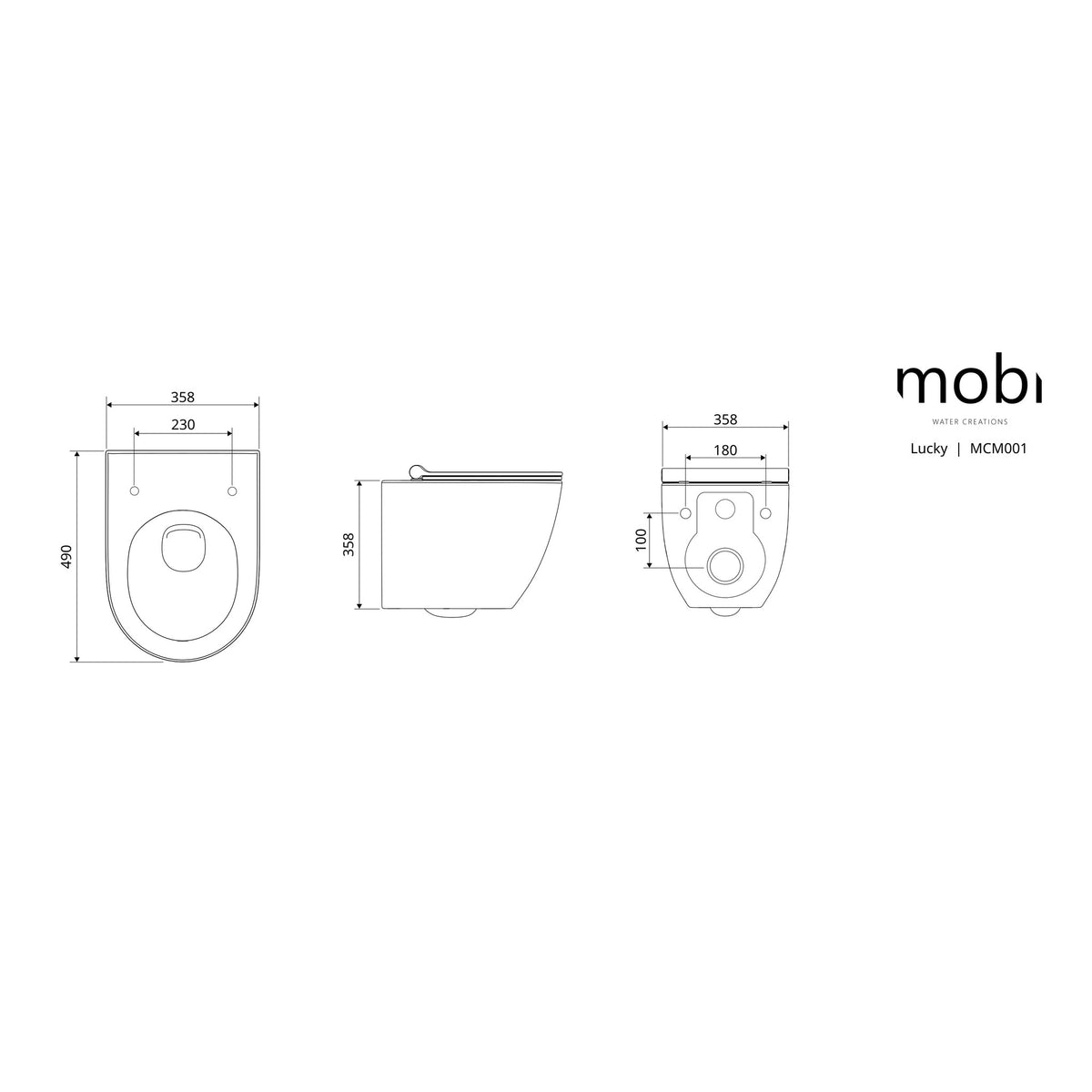 MISKA WC WISZĄCA LUCKY WHITE OD MOBI MCM001.