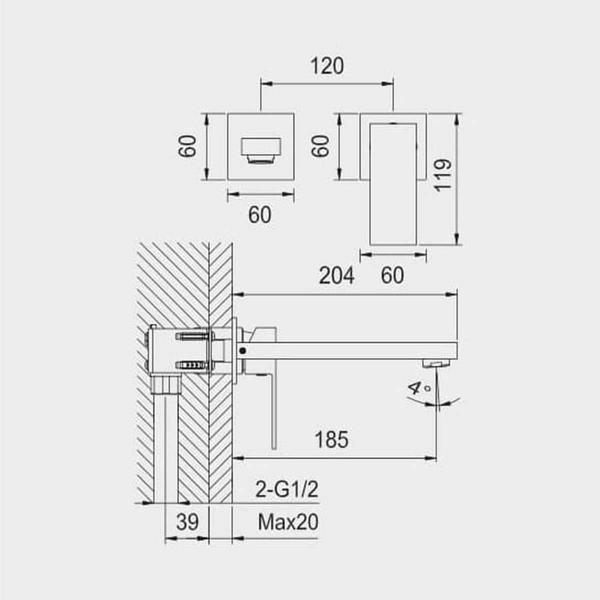 BATERIA UMYWALKOWA PODTYNKOWA RUNA CHROME OD MOBI 751468CA