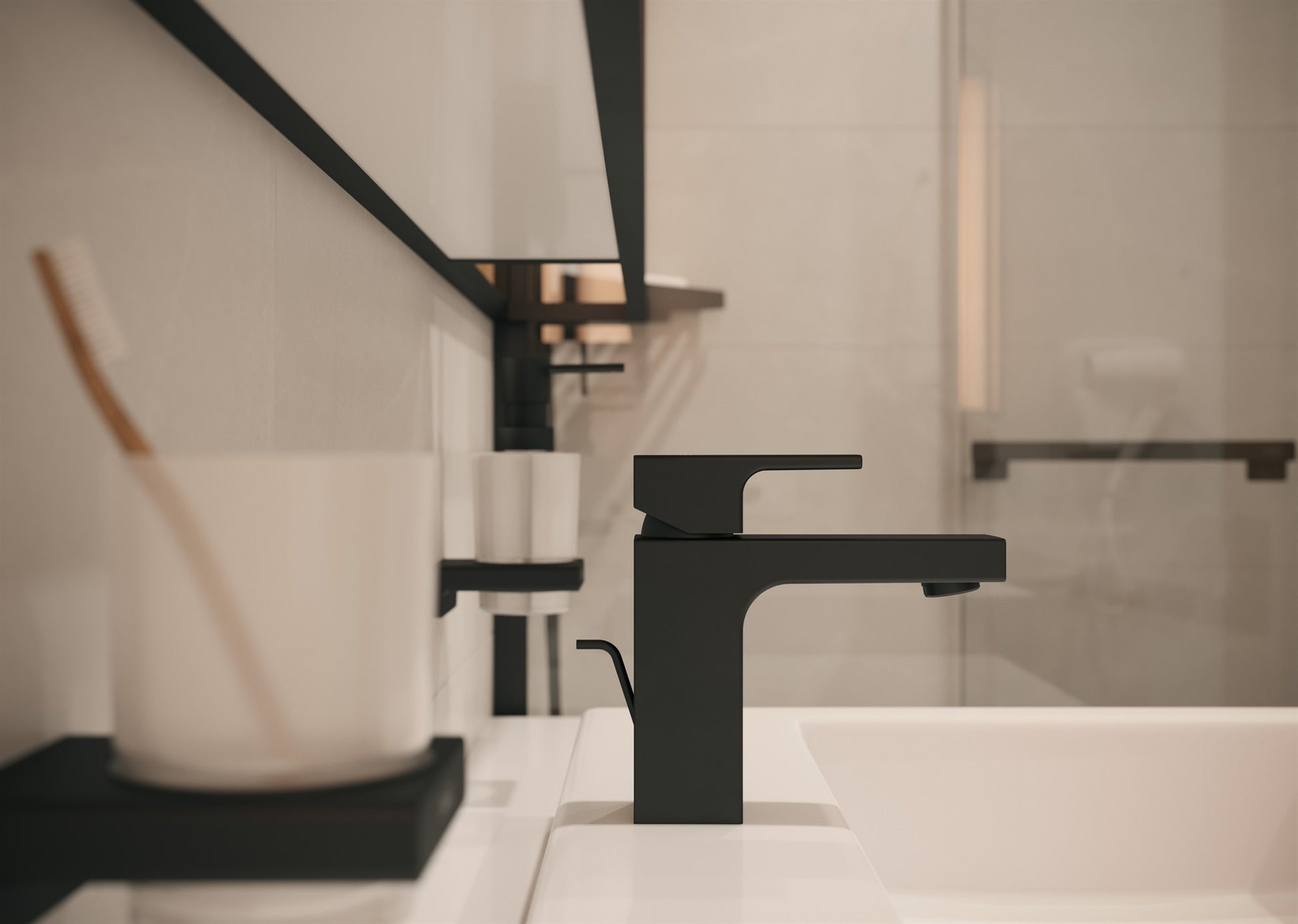 BATERIA UMYWALKOWA VERNIS SHAPE CZARNY OD HANSGROHE 71561670