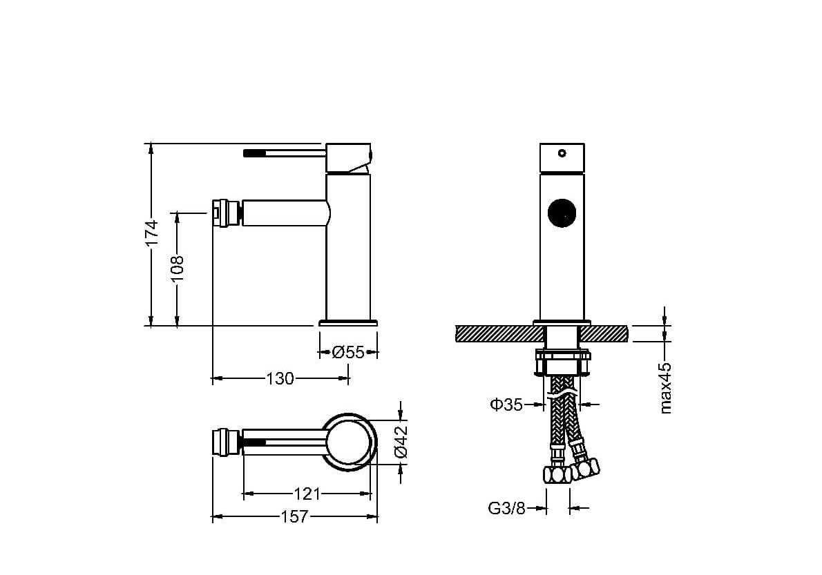 BATERIA BIDETOWA NORTHERN GUNMETAL BRUSHED OD MOBI NB4216GMB