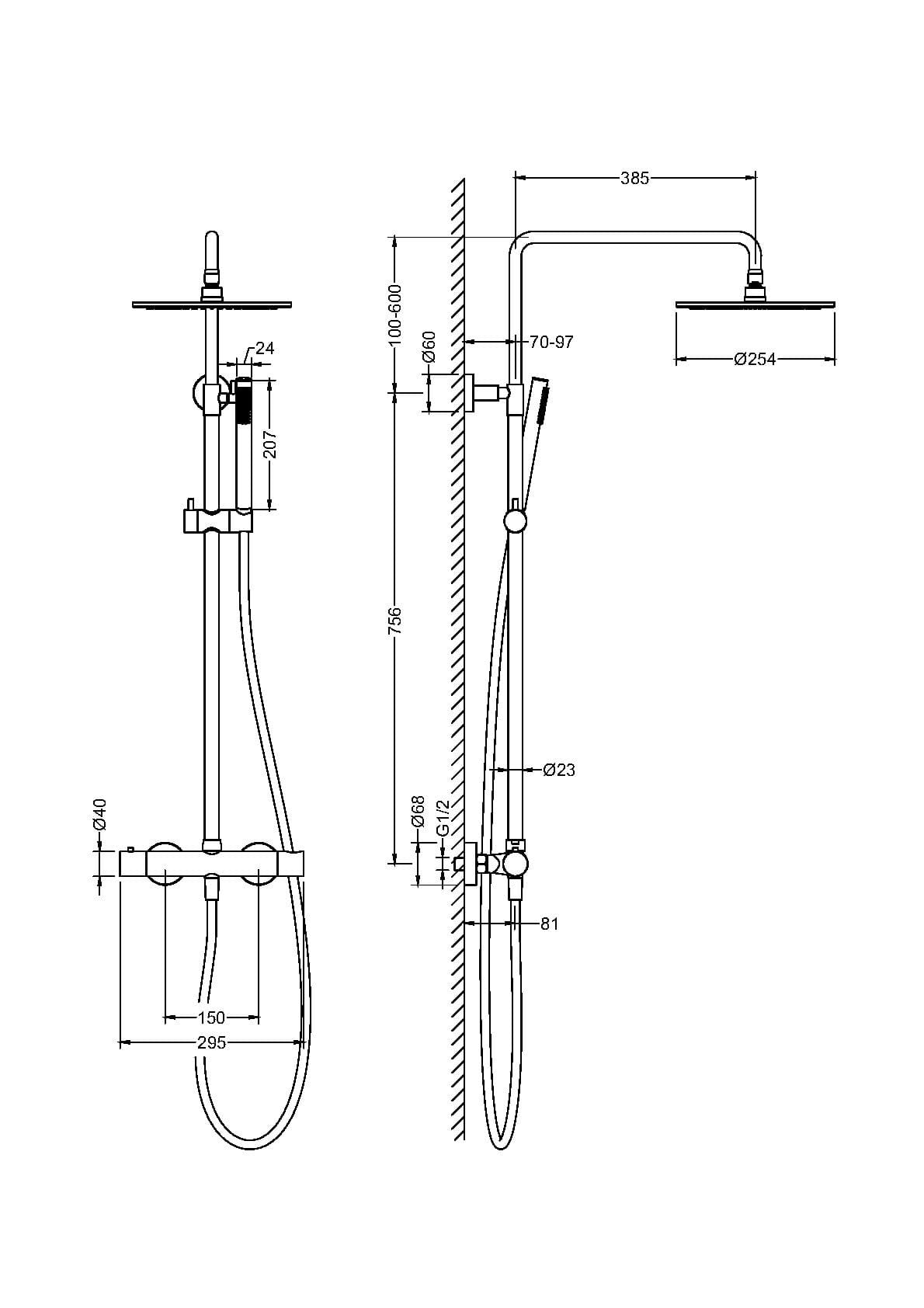 KOLUMNA NATRYSKOWA  NORTHERN GUNMETAL BRUSHED OD MOBI NZPT4265GMB