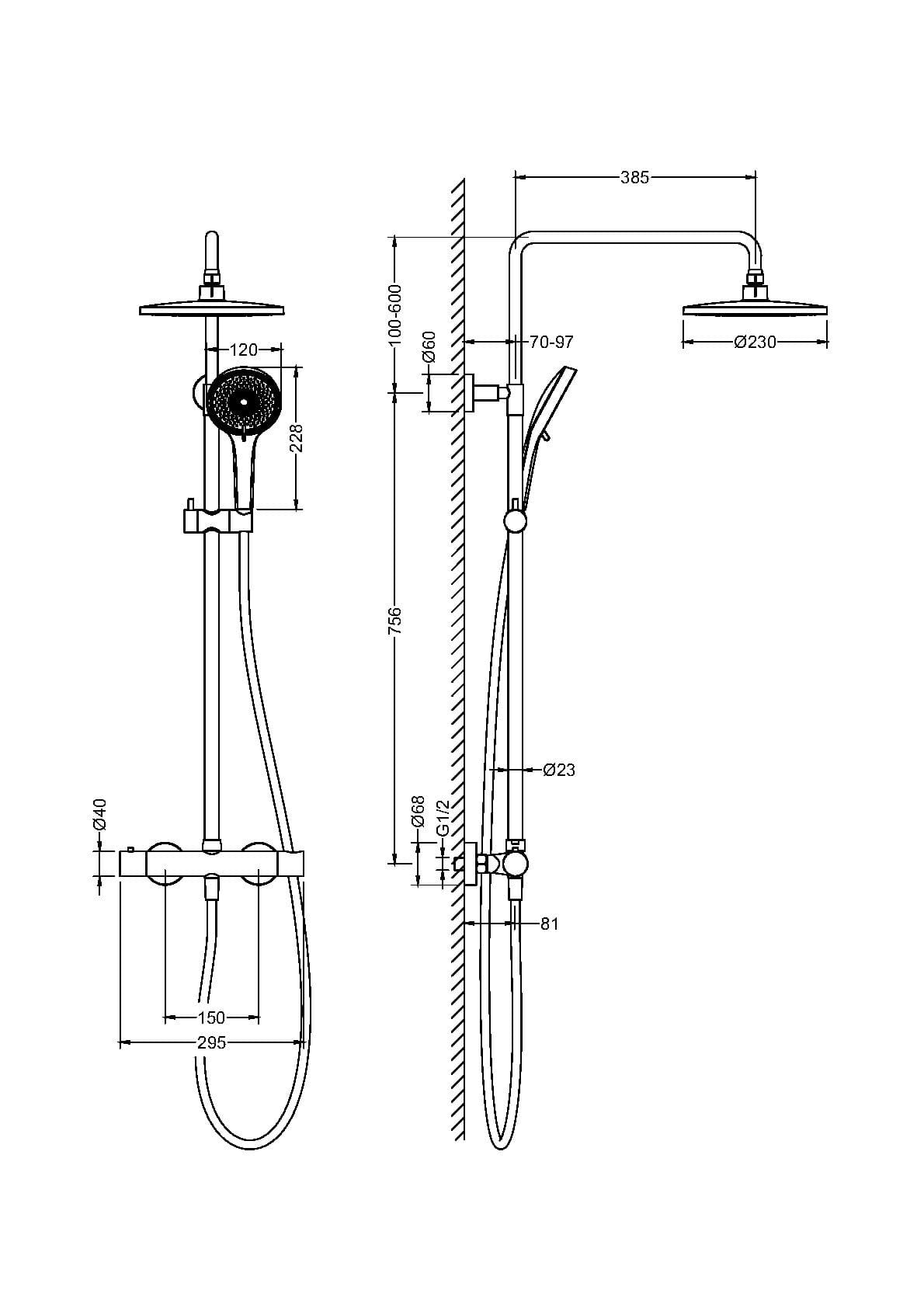KOLUMNA NATRYSKOWA  NATURE GOLD BRUSHED OD MOBI NTZPT3065BG