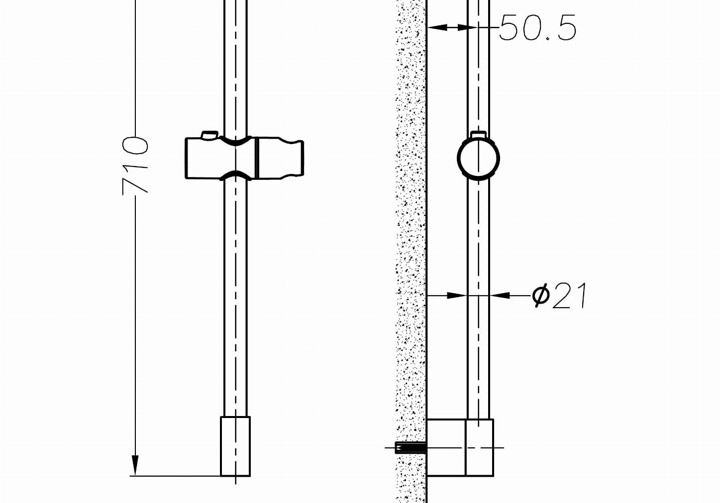 DRĄŻEK PRYSZNICOWY   GUNMETAL BRUSHED OD MOBI GA3041GMB