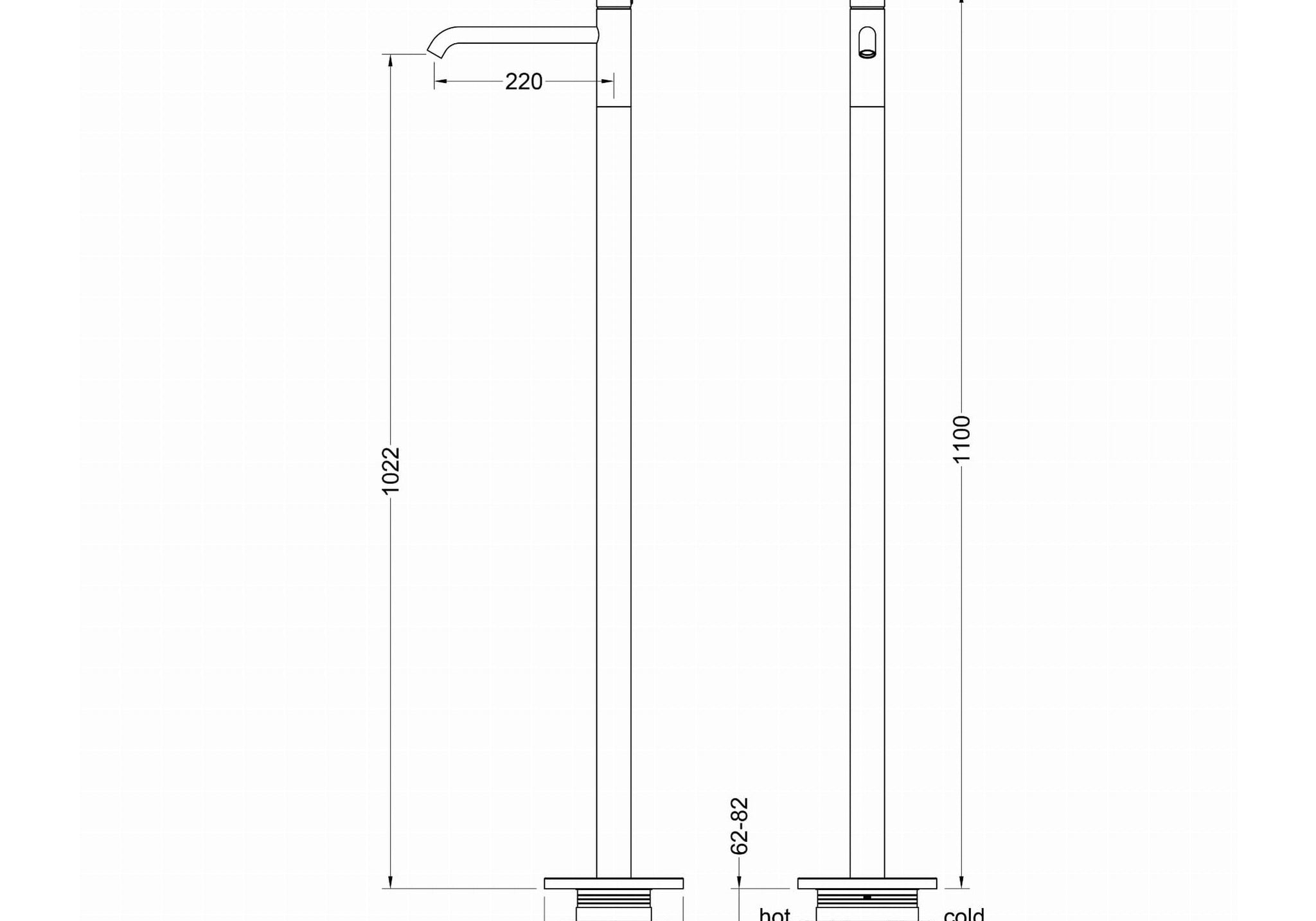 BATERIA UMYWALKOWA WOLNOSTOJĄCA NORTHERN COPPER BRUSHED OD MOBI NB4228CB