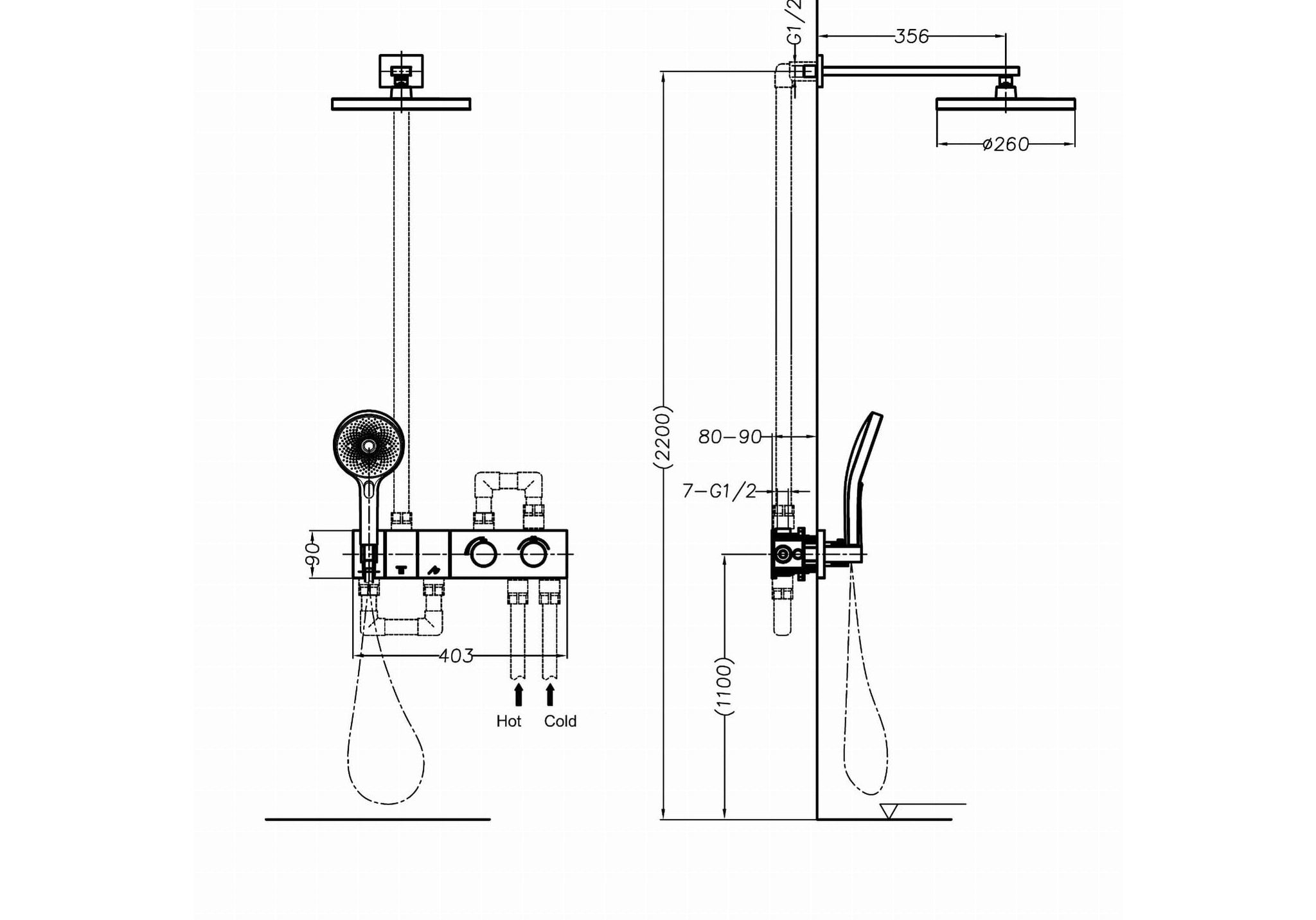 ZESTAW NATRYSKOWY PODTYNKOWY SWITCH SYSTEM COPPER BRUSHED OD MOBI GZP4260CB