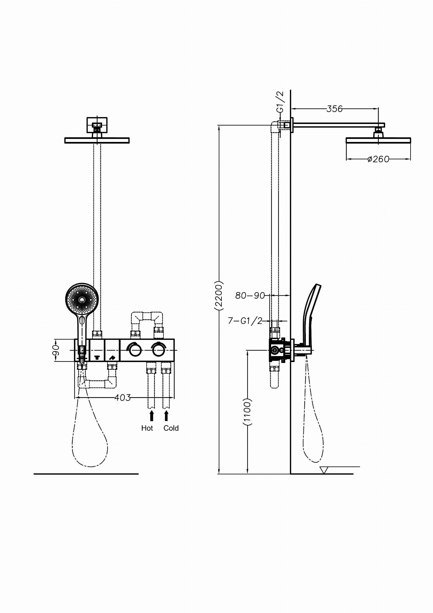 BATERIA PODTYNKOWA SWITCH SYSTEM COPPER BRUSHED OD MOBI GZP4260CB
