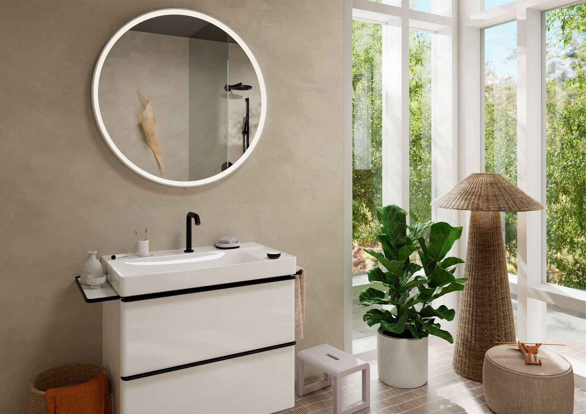 BATERIA UMYWALKOWA TECTURIS S CZARNY OD HANSGROHE 73353670