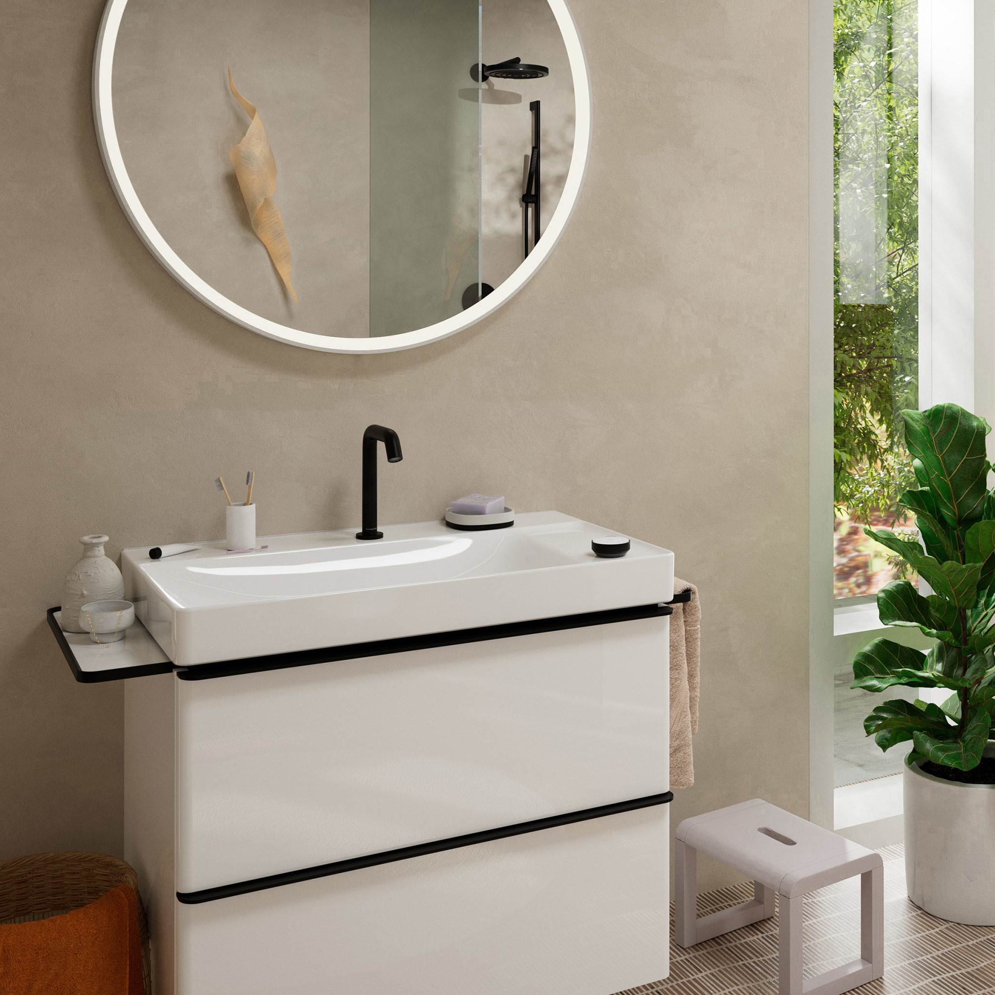 BATERIA UMYWALKOWA TECTURIS S CZARNY OD HANSGROHE 73353670