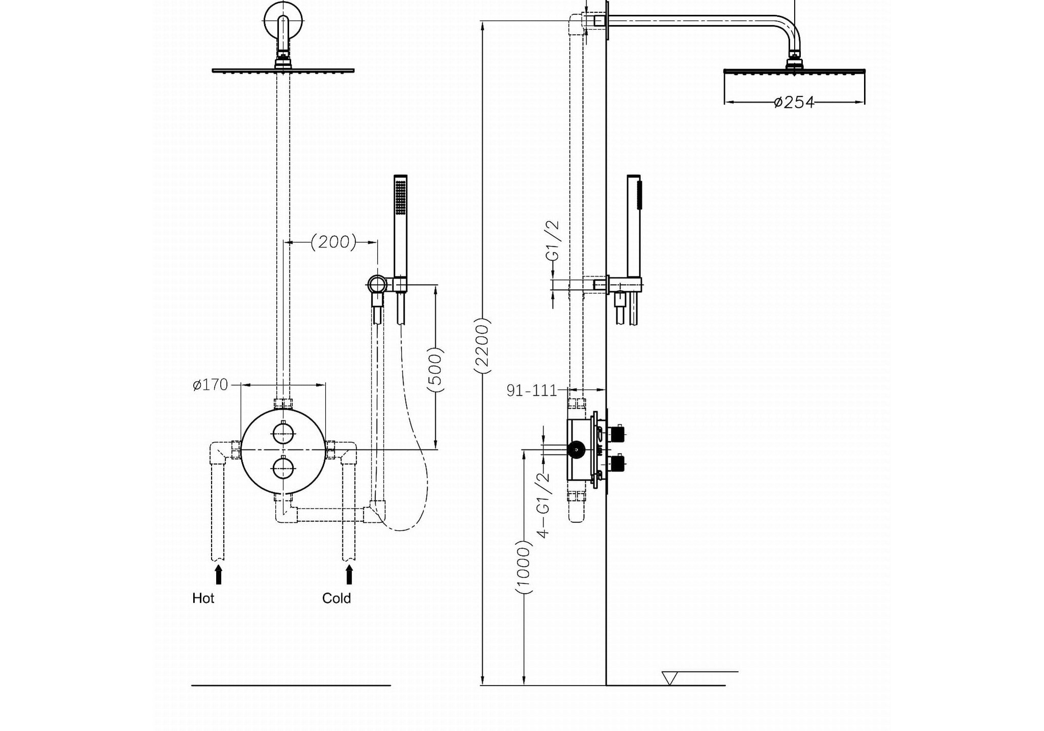 ZESTAW NATRYSKOWY TERMOSTATYCZNY PODTYNKOWY NORTHERN COPPER BRUSHED OD MOBI NZP4255CB