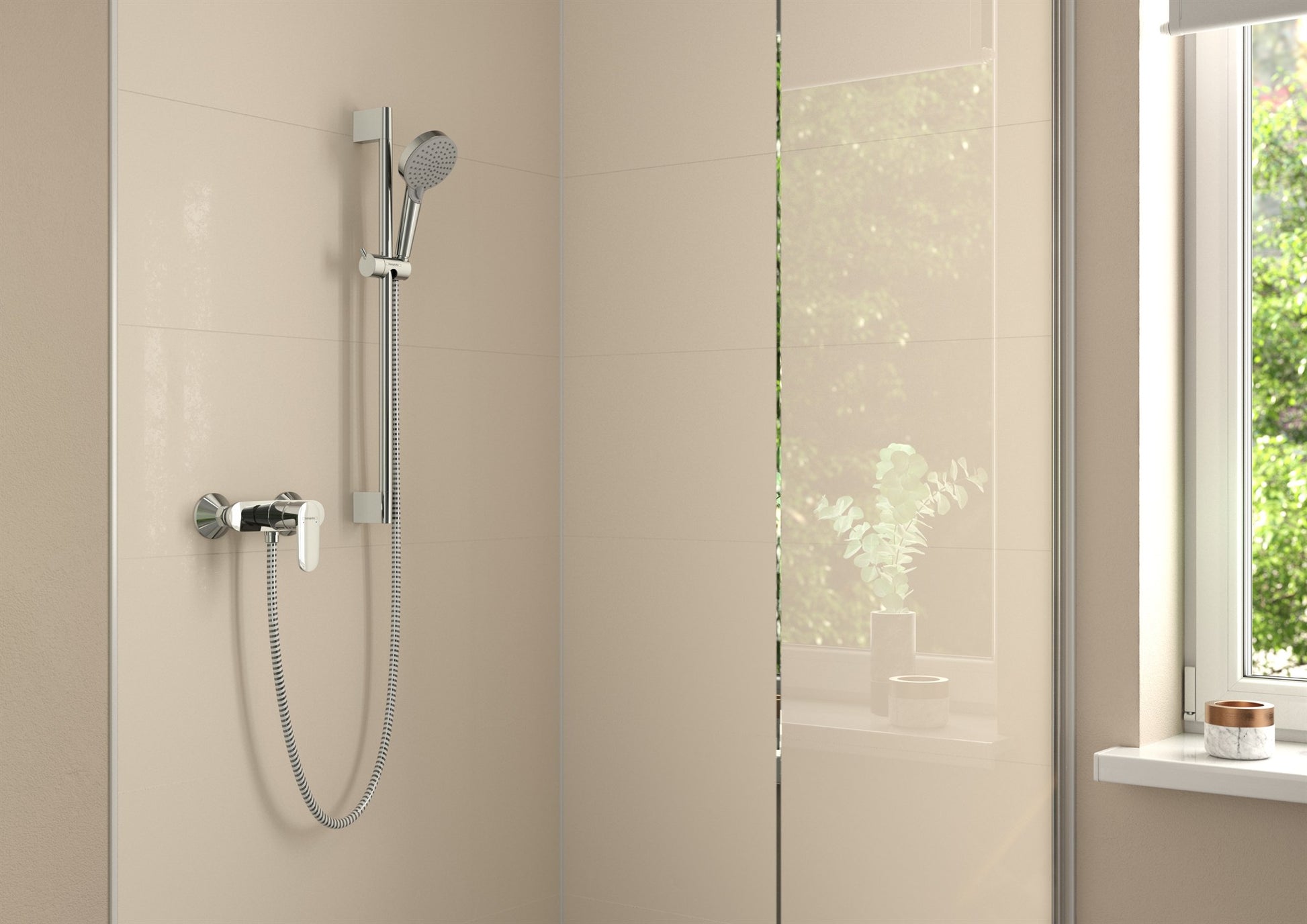 BATERIA ŚCIENNA VERNIS BLEND SREBRNY OD HANSGROHE 71640000