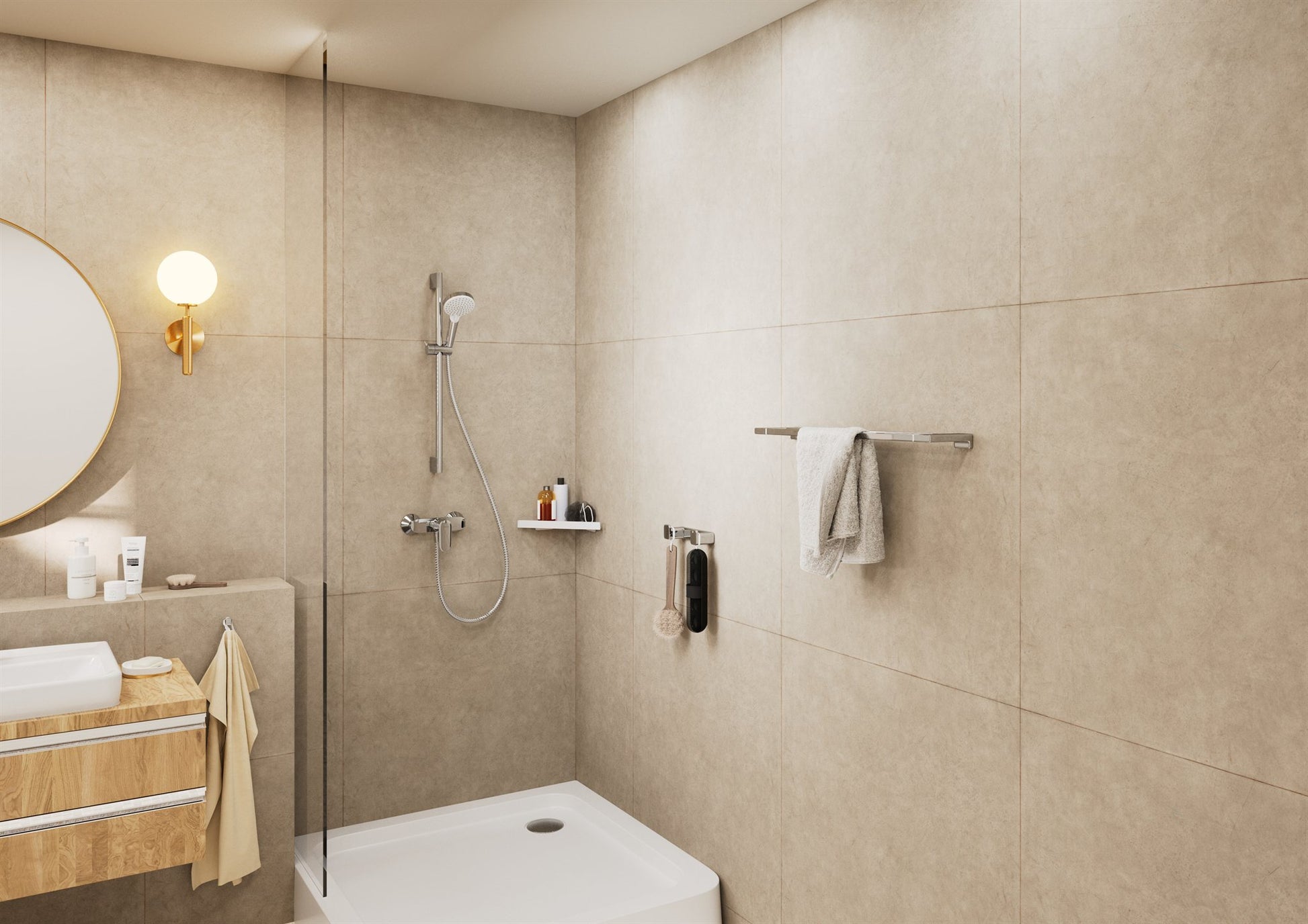 BATERIA ŚCIENNA VERNIS BLEND SREBRNY OD HANSGROHE 71640000