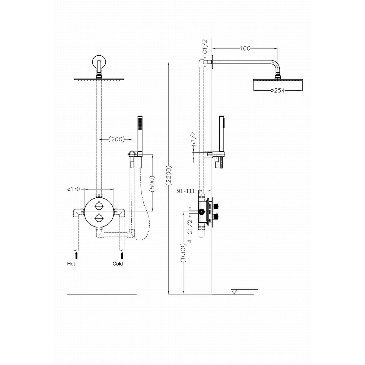 ZESTAW NATRYSKOWY TERMOSTATYCZNY PODTYNKOWY NORTHERN CHROME OD MOBI NZP4255CA