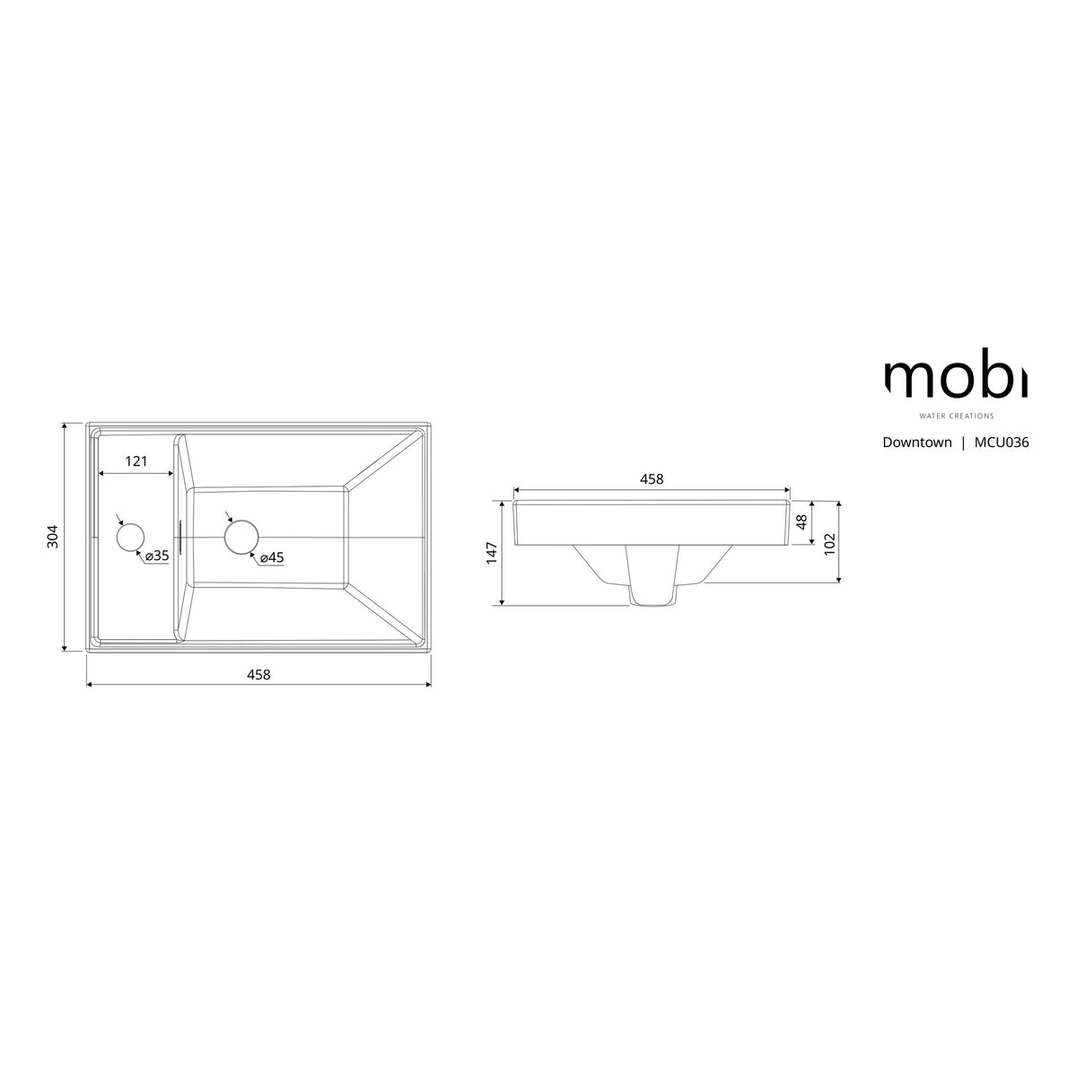 UMYWALKA WPUSZCZANA DOWNTOWN WHITE OD MOBI MCU036