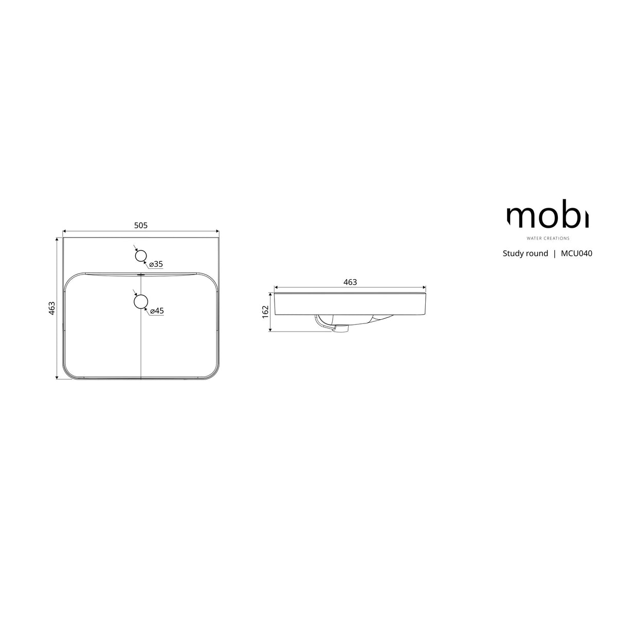 UMYWALKA WPUSZCZANA STUDY ROUND WHITE OD MOBI MCU040