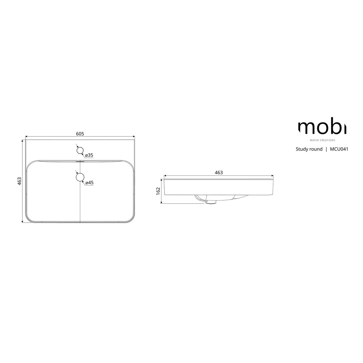 UMYWALKA WPUSZCZANA STUDY ROUND WHITE OD MOBI MCU041