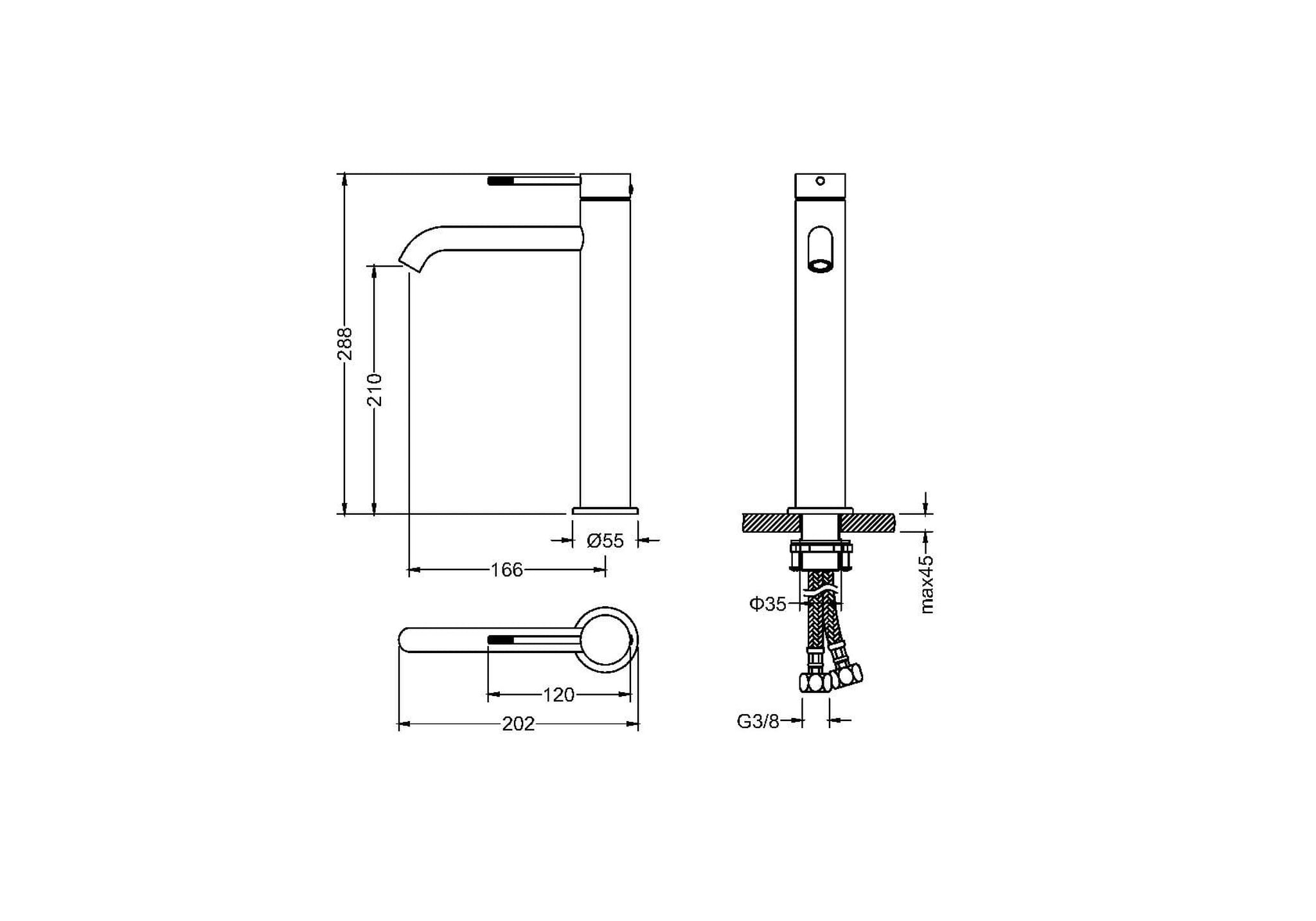 BATERIA UMYWALKOWA WYSOKA NORTHERN NICKEL BRUSHED OD MOBI NB4220NI