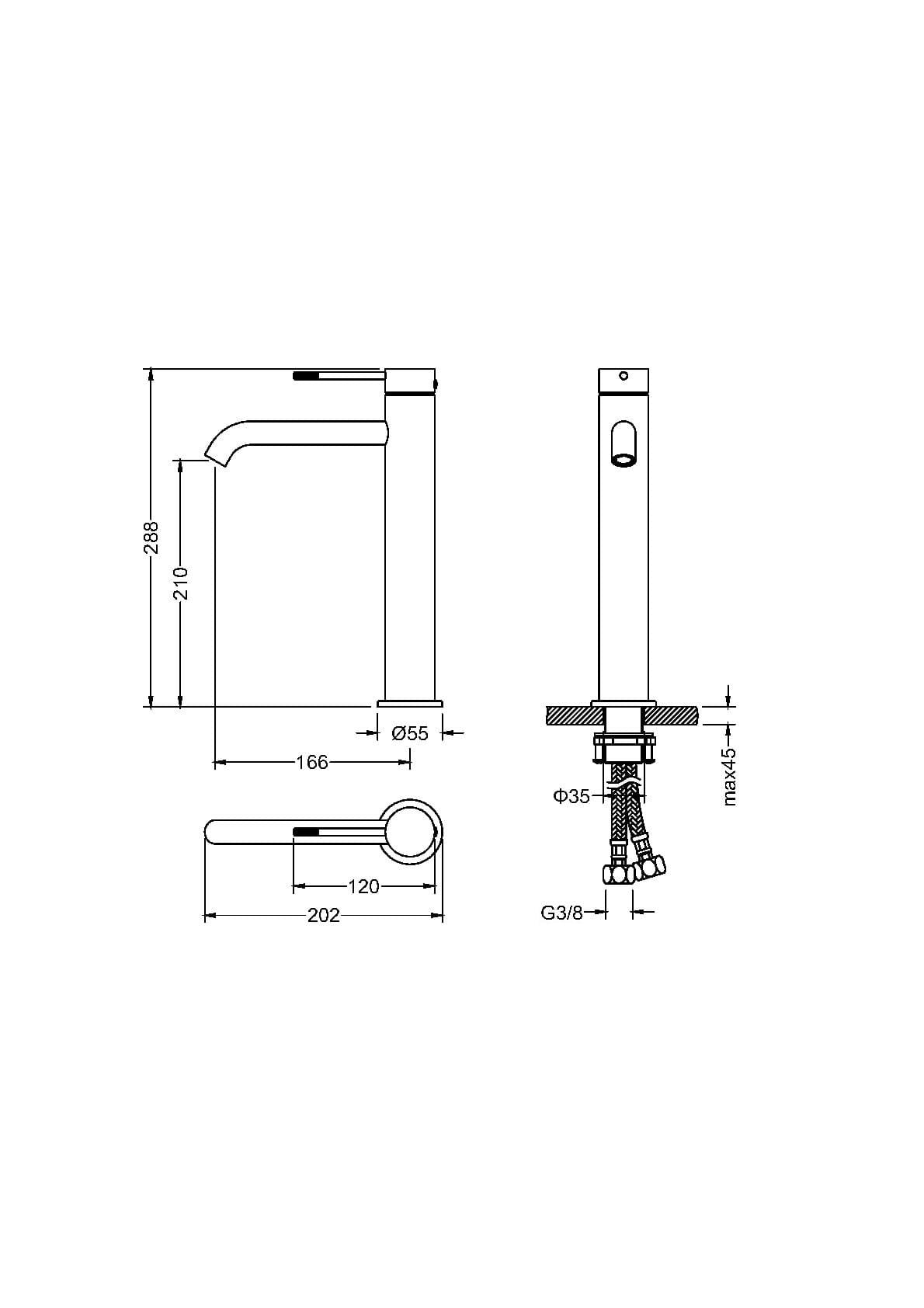 BATERIA UMYWALKOWA WYSOKA NORTHERN NICKEL BRUSHED OD MOBI NB4220NI