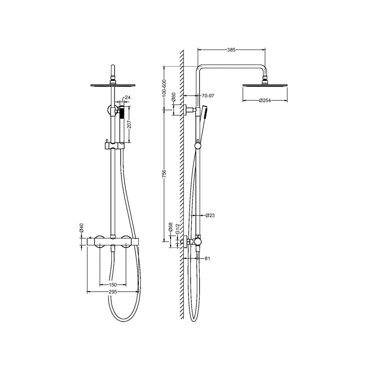 KOLUMNA NATRYSKOWA TERMOSTATYCZNA NORTHERN NICKEL BRUSHED OD MOBI NZPT4265NI
