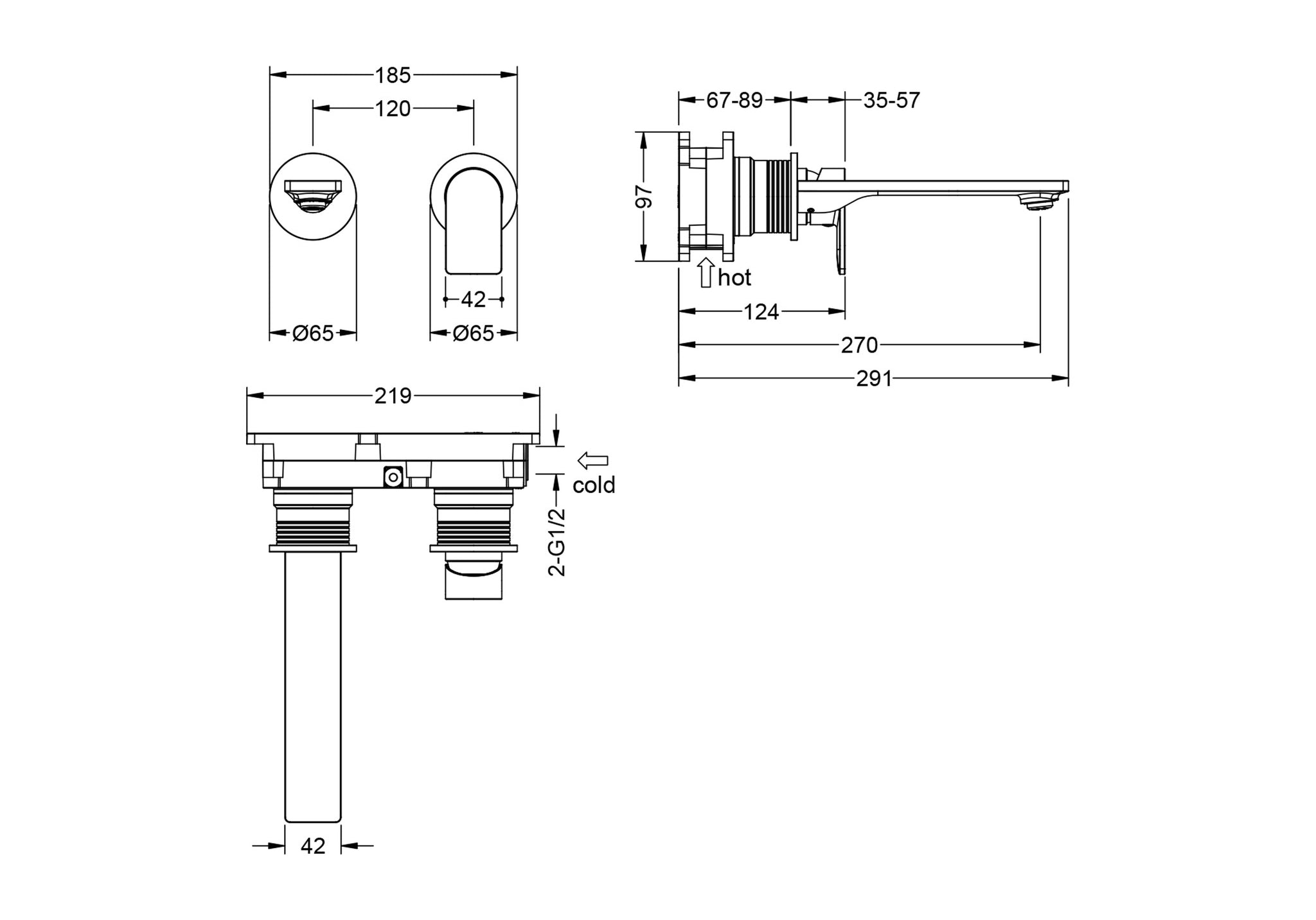 BATERIA UMYWALKOWA PODTYNKOWA HORIZON NICKEL BRUSHED OD MOBI HO5225NI