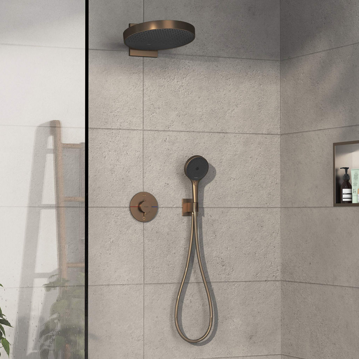 ZESTAW NATRYSKOWY TERMOSTATYCZNY PODTYNKOWY SHOWERSELECT COMFORT S BRĄZOWY OD HANSGROHE 15554140